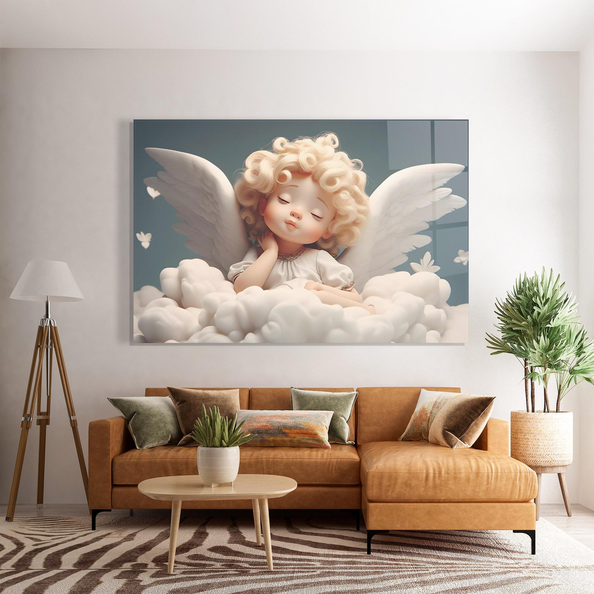 Tablou Sticla Statue Baby Angel mockup 7