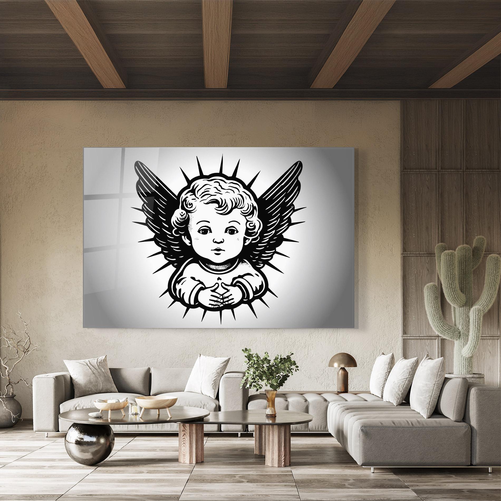 Tablou Sticla Angel Small Wings mockup 8