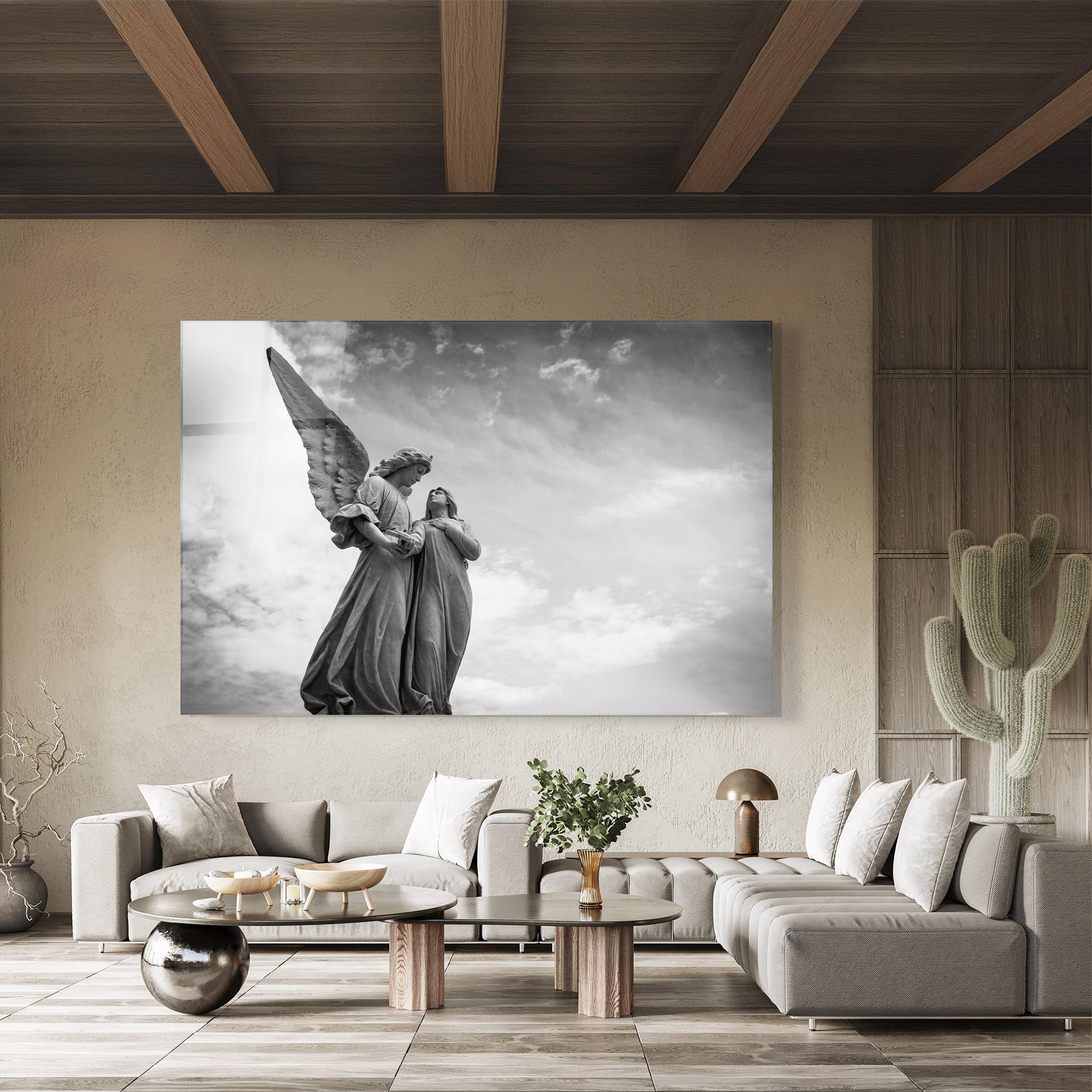 Tablou Sticla Grey Stone Angels mockup 8