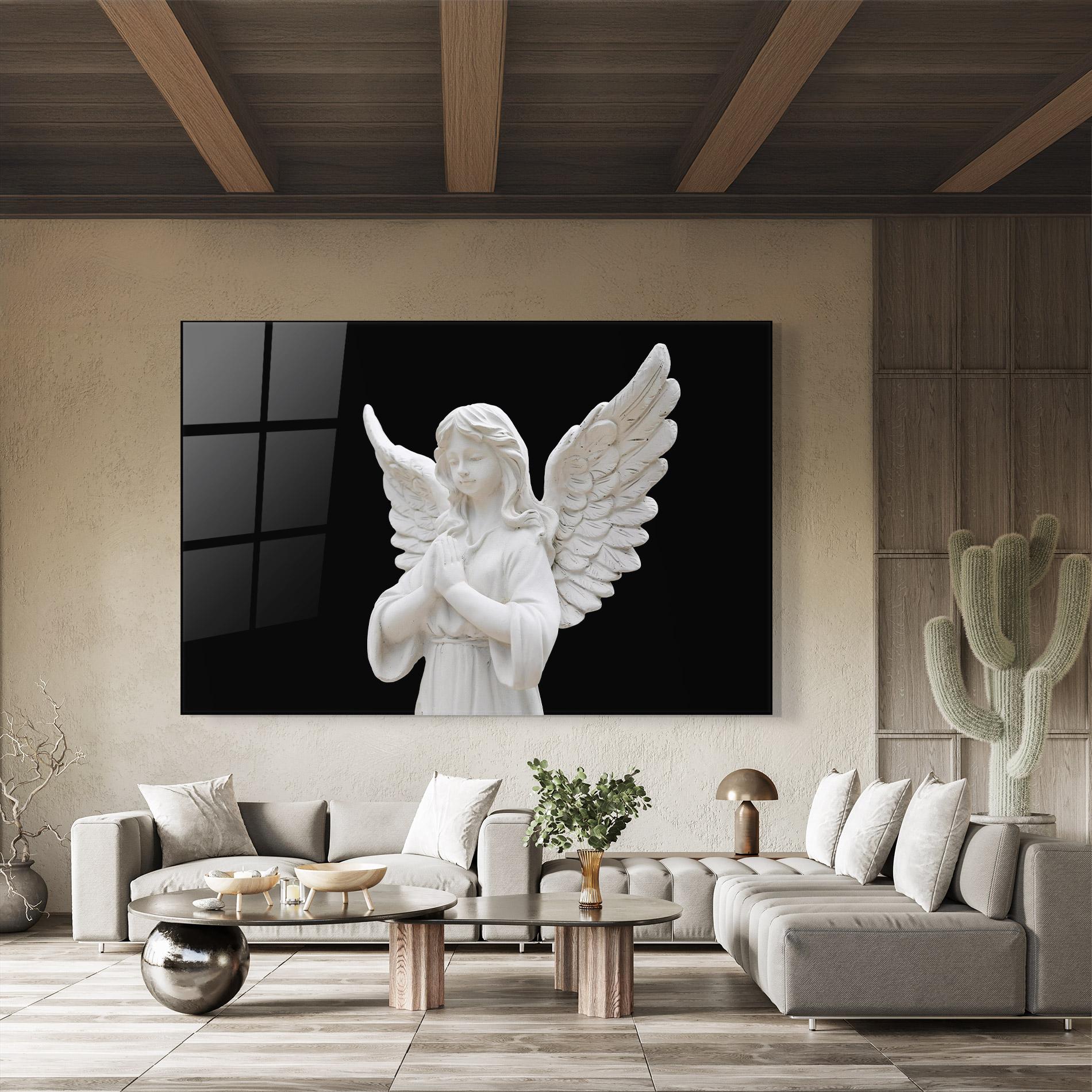 Tablou Sticla Pretty Angel Statues mockup 8