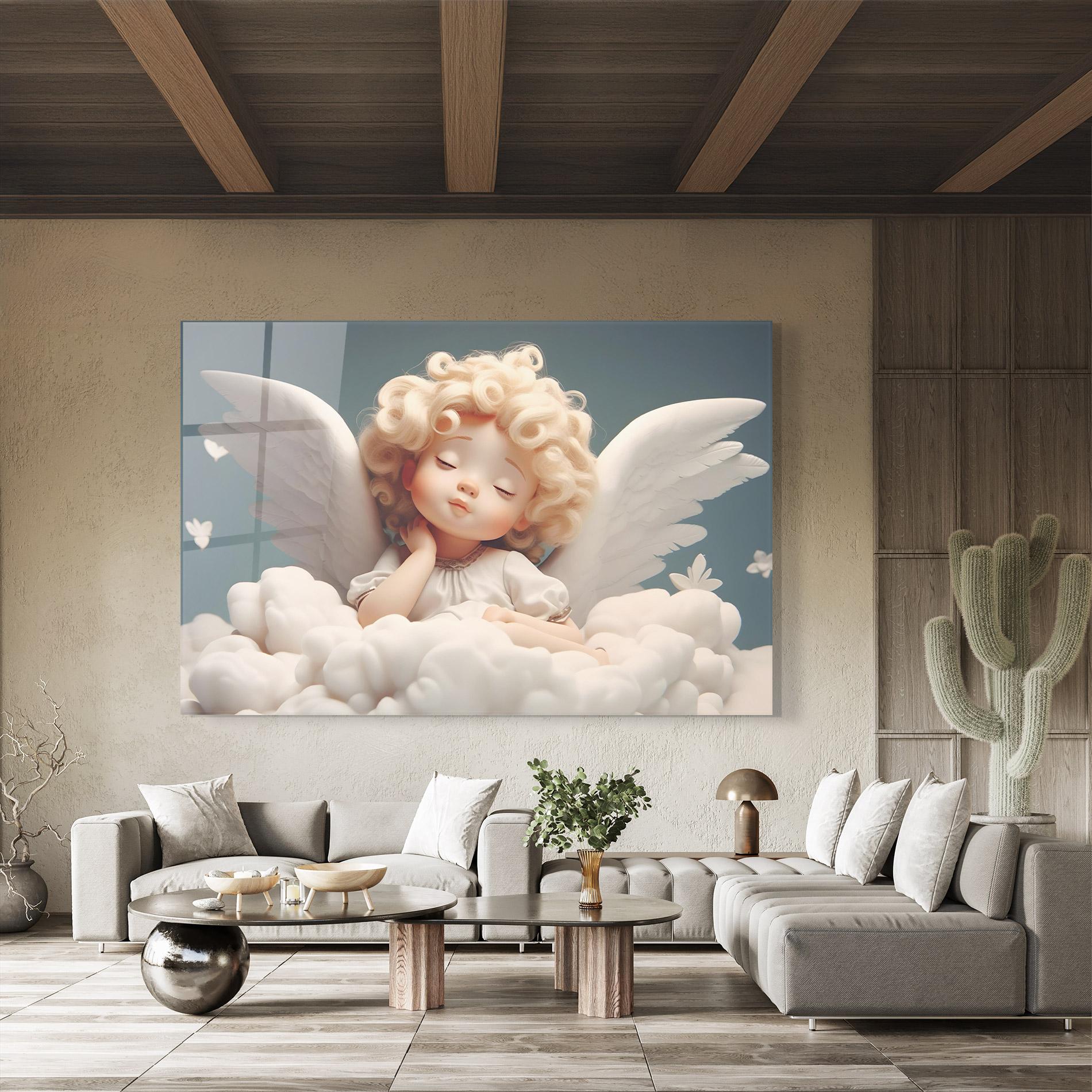Tablou Sticla Statue Baby Angel mockup 8