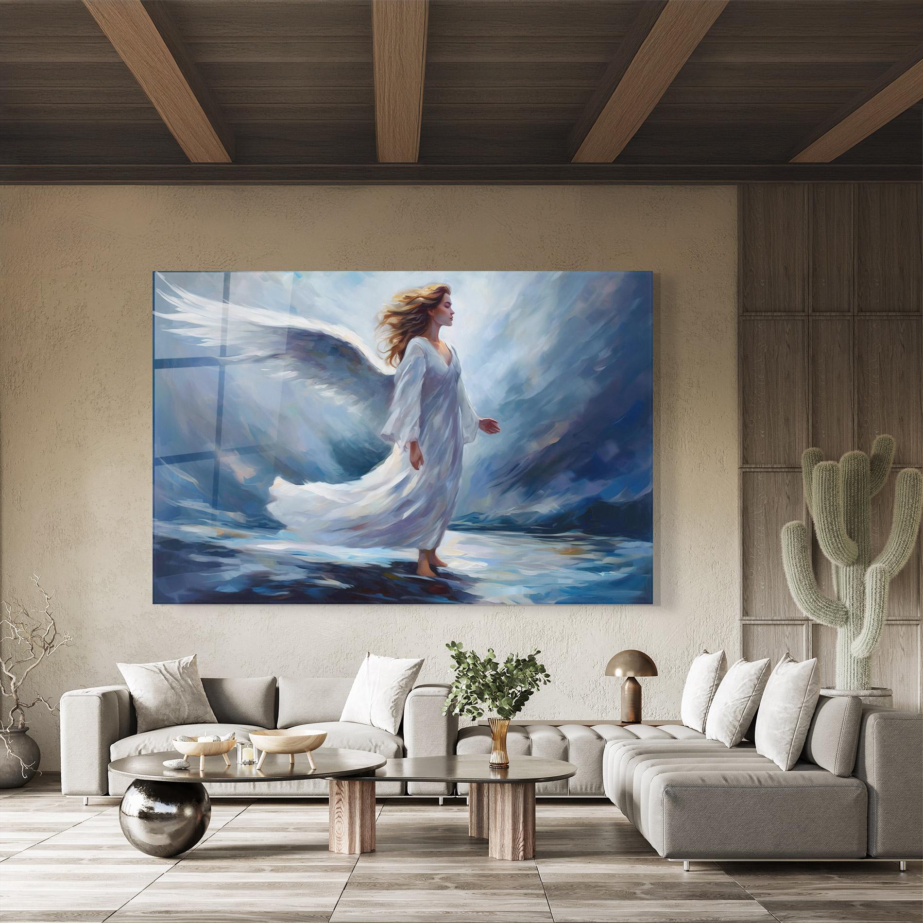 Tablou Sticla Wind Angel Woman mockup 8