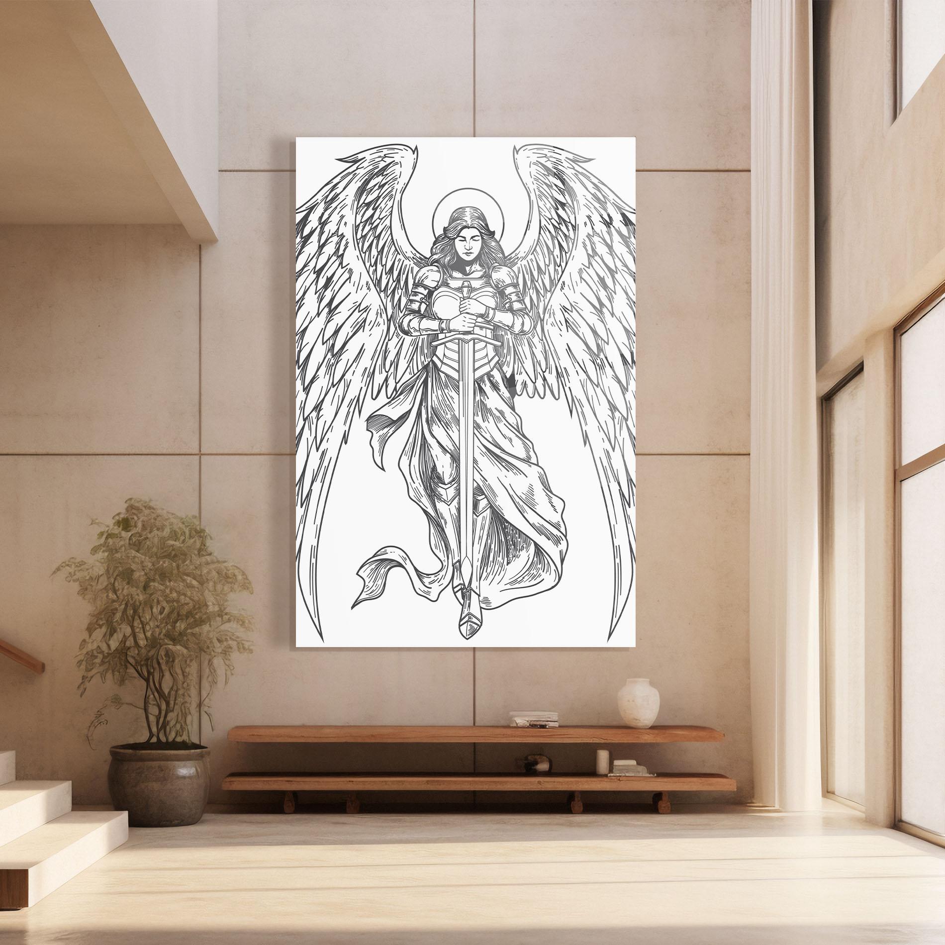 Tablou Sticla Grey Line Angel mockup 8