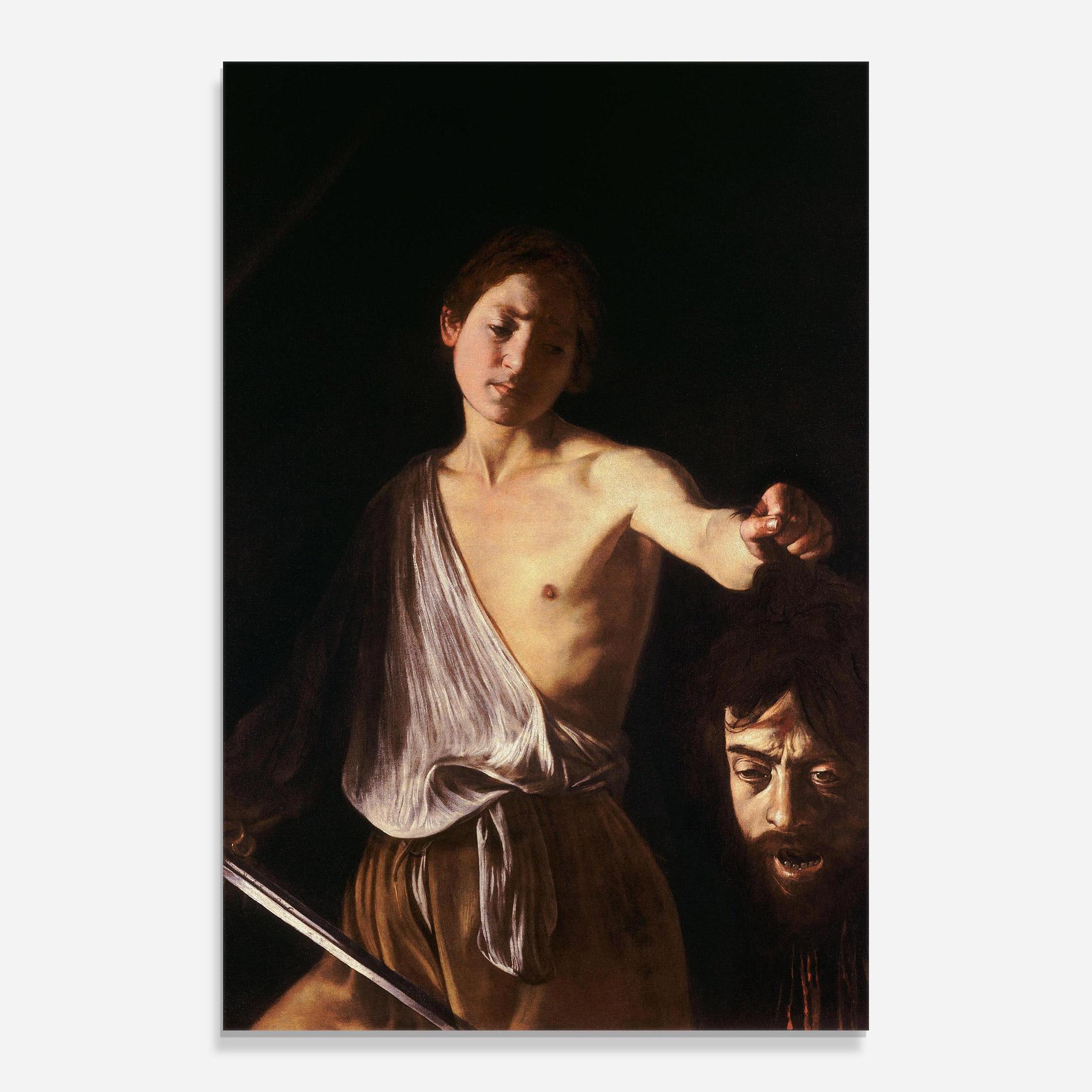 Tablou Sticla David With The Head Of Goliath mockup 0