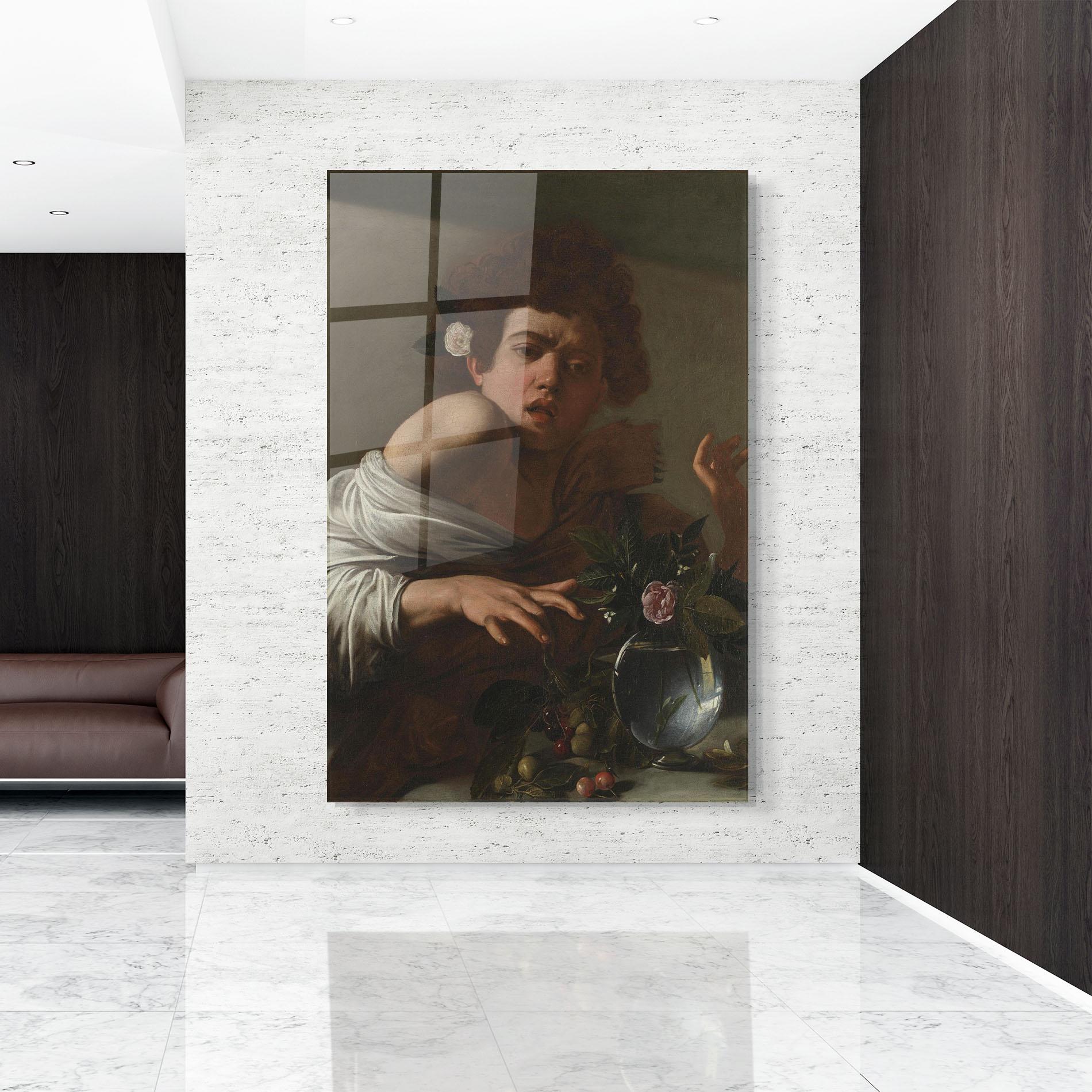 Tablou Sticla Boy Bitten By A Lizard mockup 9