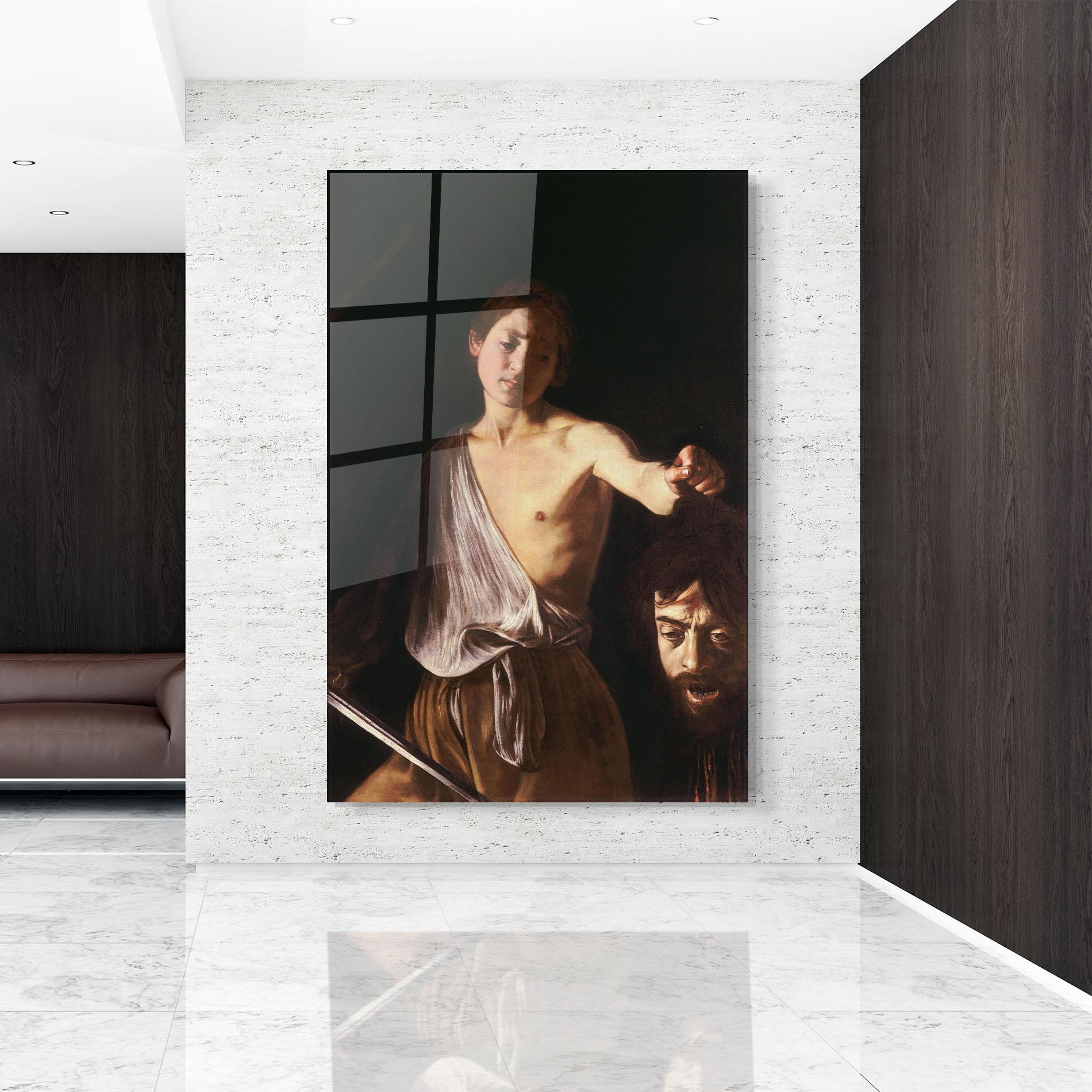 Tablou Sticla David With The Head Of Goliath mockup 9