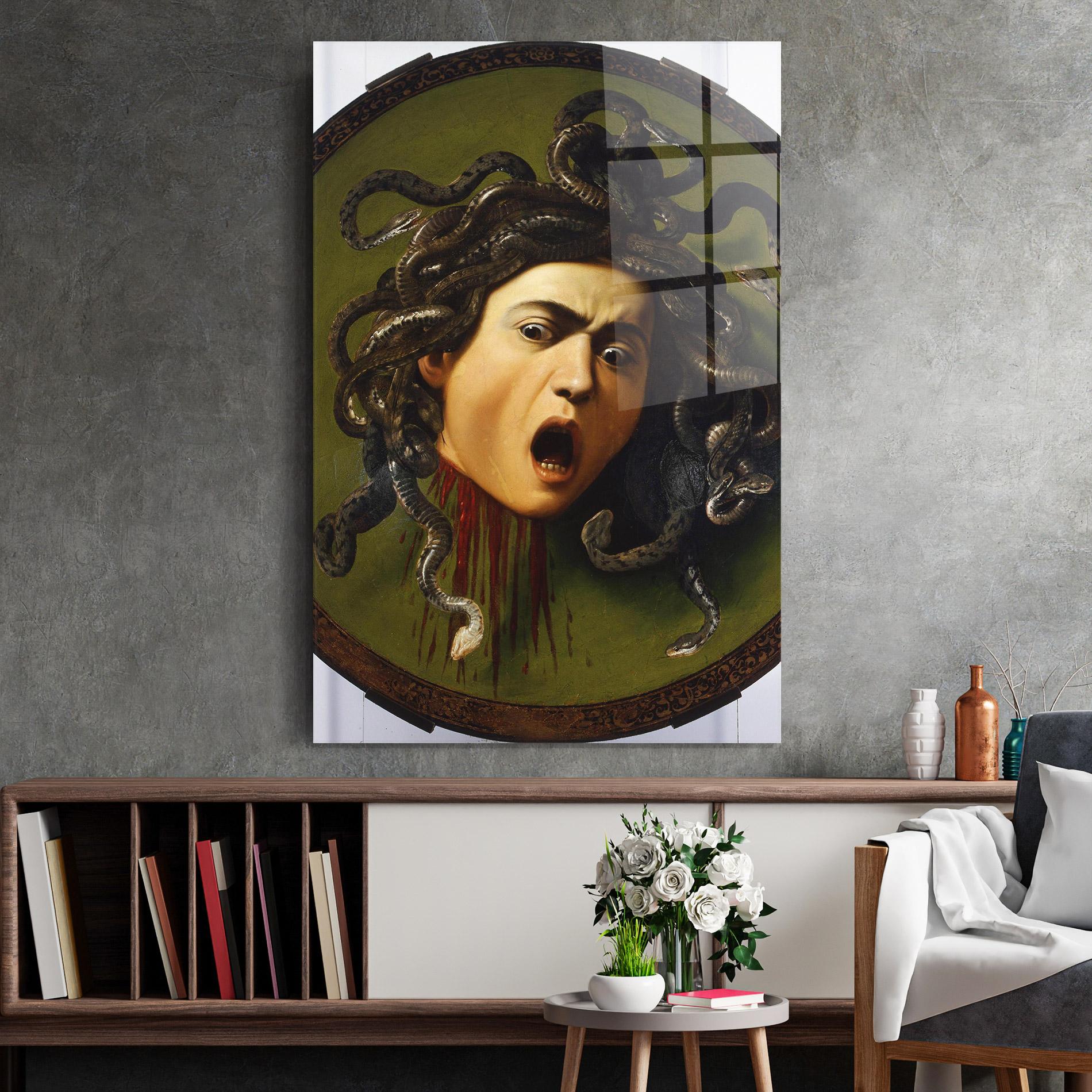 Tablou Sticla Caravaggio Medusa mockup 2