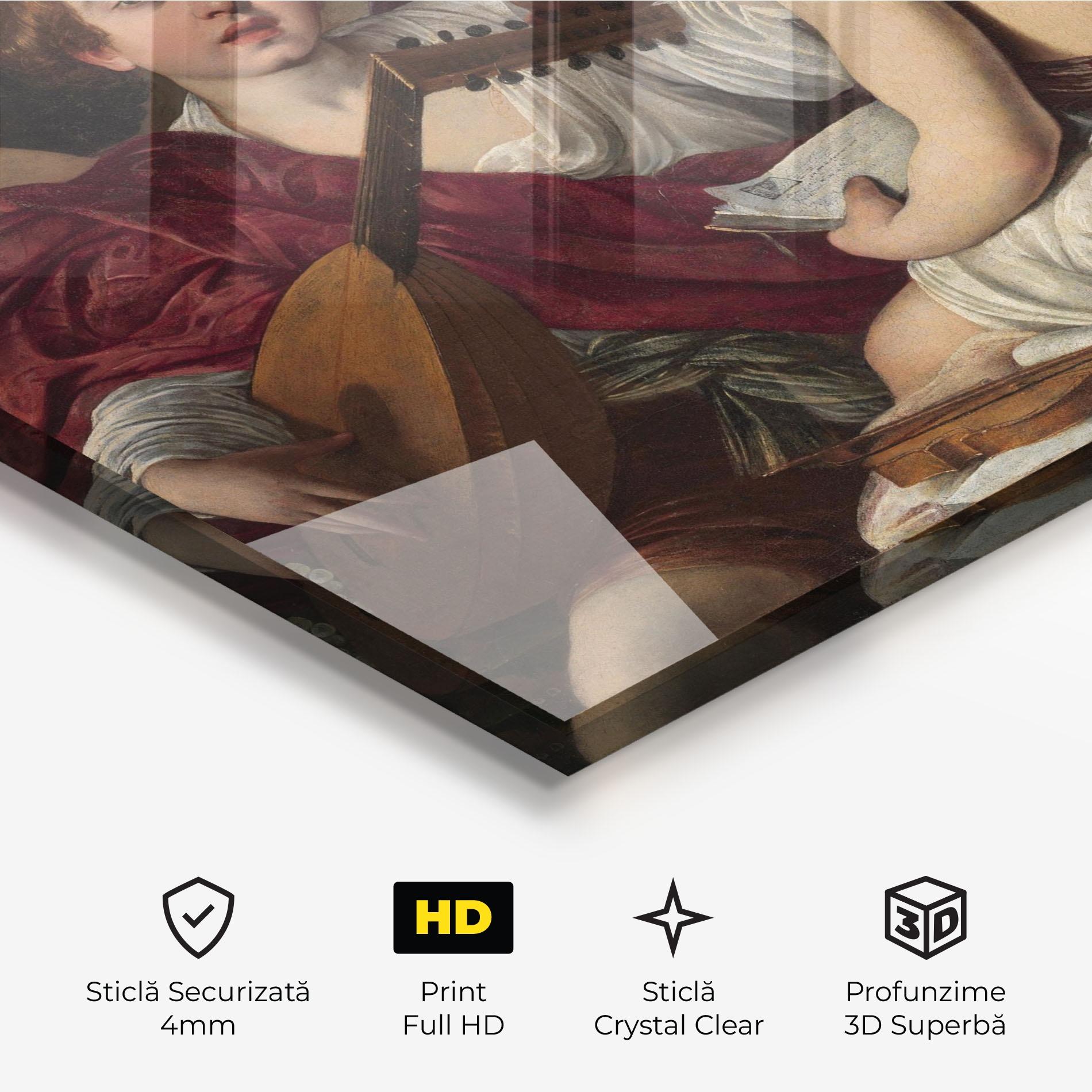Tablou Sticla Caravaggio Musici mockup 3