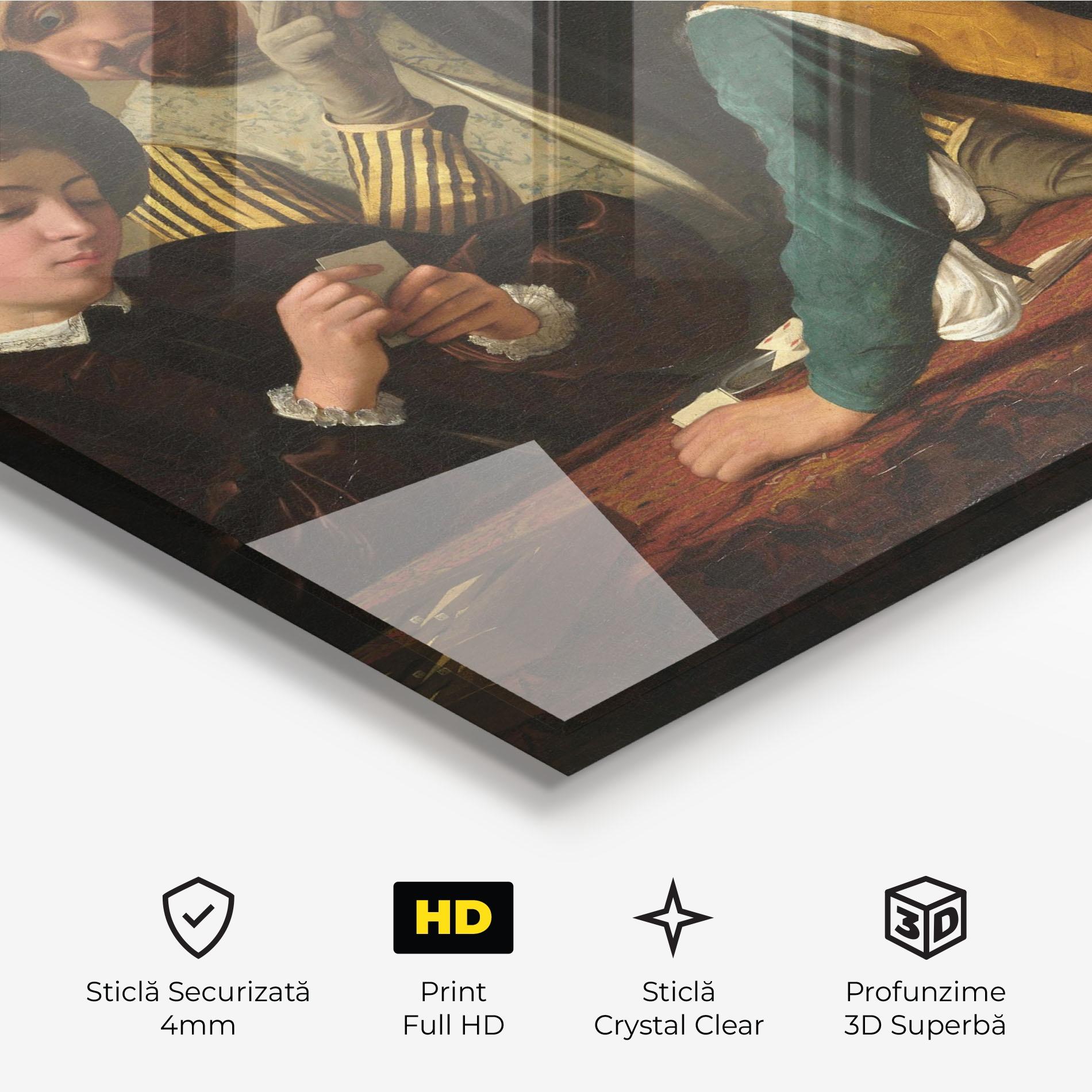 Tablou Sticla Caravaggio The Cardsharps mockup 3