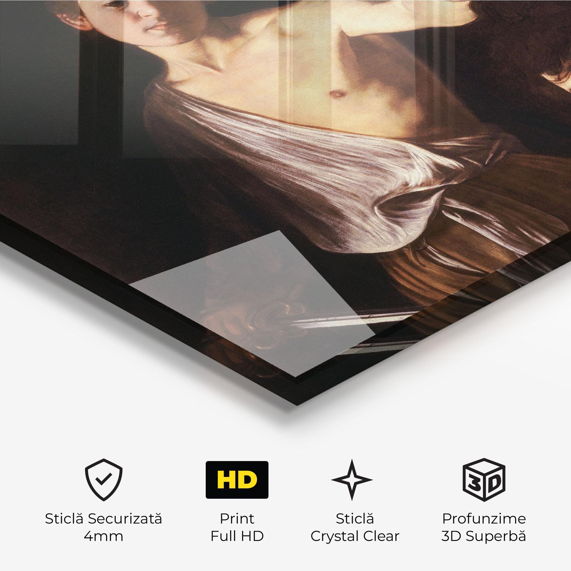 Tablou Sticla David With The Head Of Goliath mockup 3