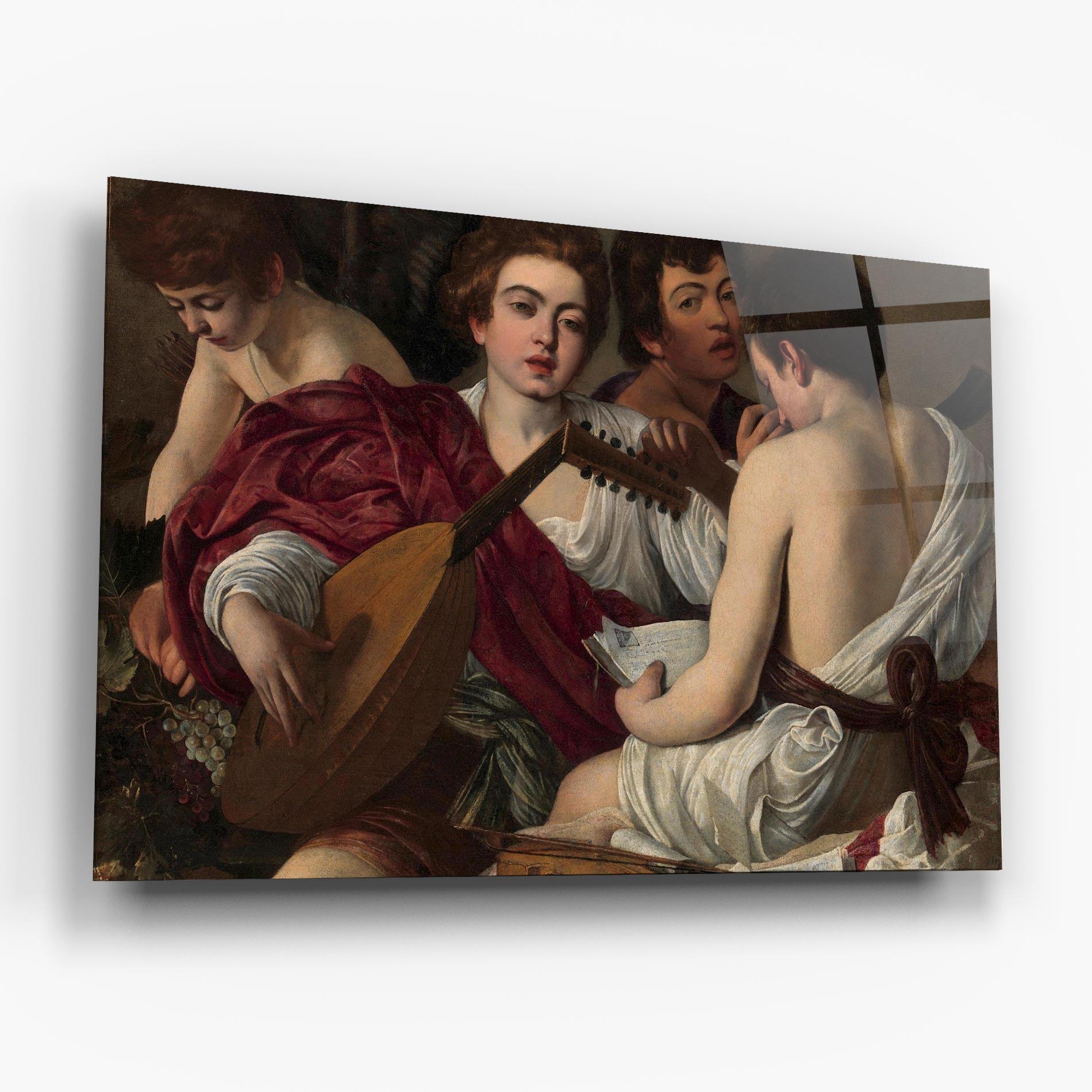 Tablou Sticla Caravaggio Musici mockup 6