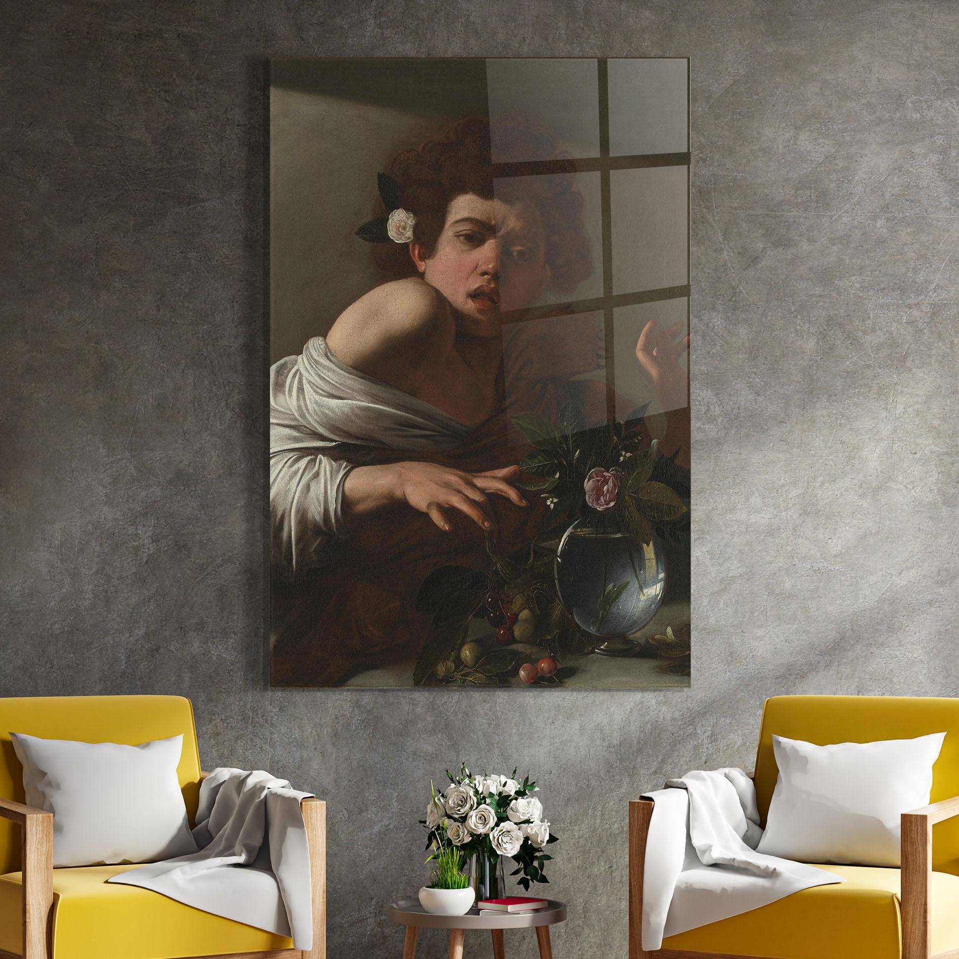 Tablou Sticla Boy Bitten By A Lizard mockup 4