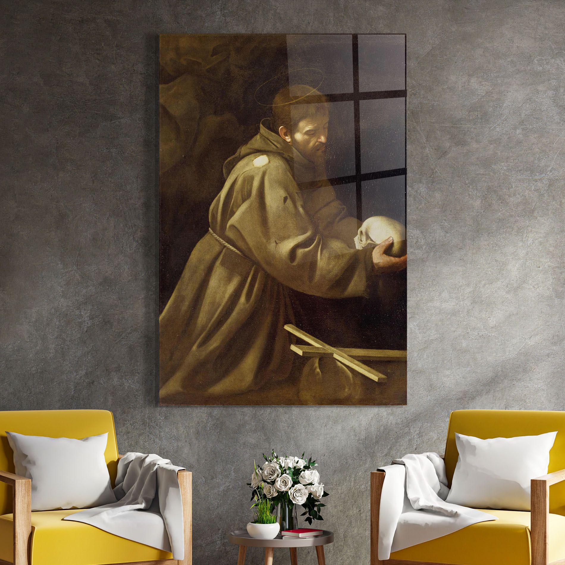Caravaggio Francis Prayer mockup 4