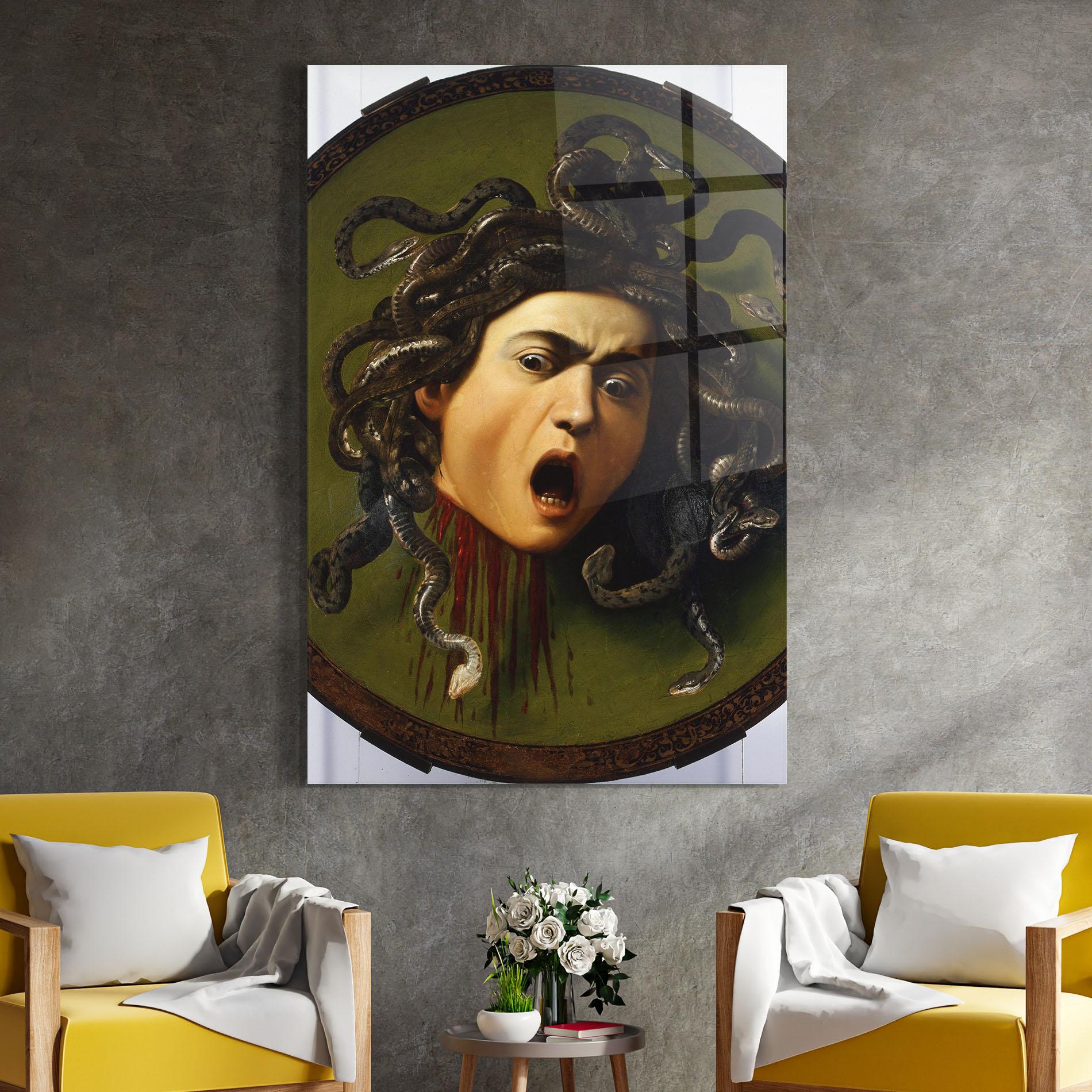 Tablou Sticla Caravaggio Medusa mockup 4