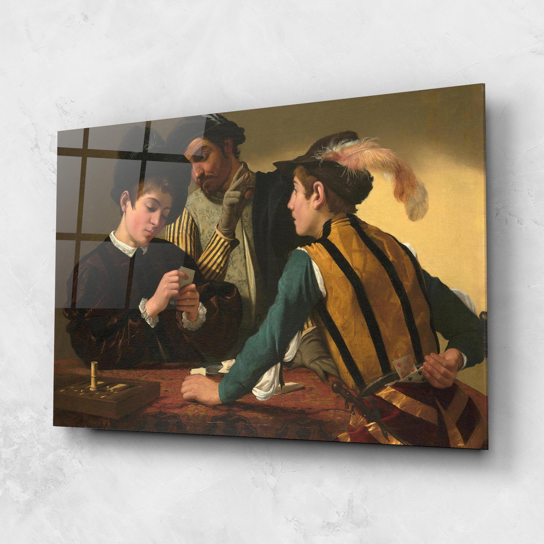 Tablou Sticla Caravaggio The Cardsharps mockup 1