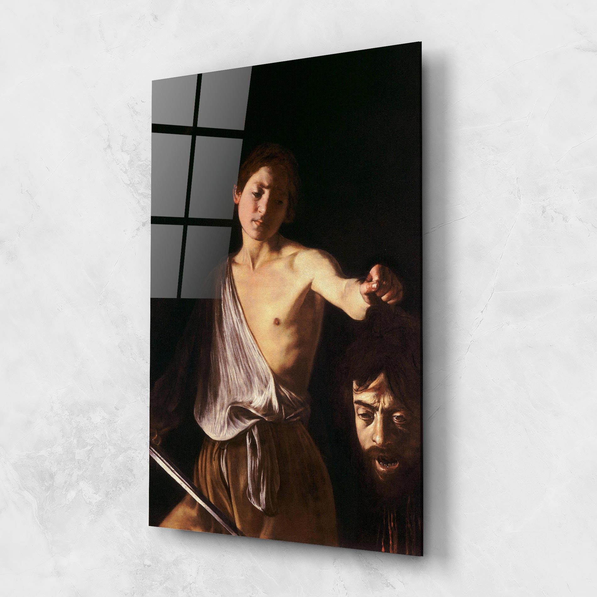 Tablou Sticla David With The Head Of Goliath mockup 1