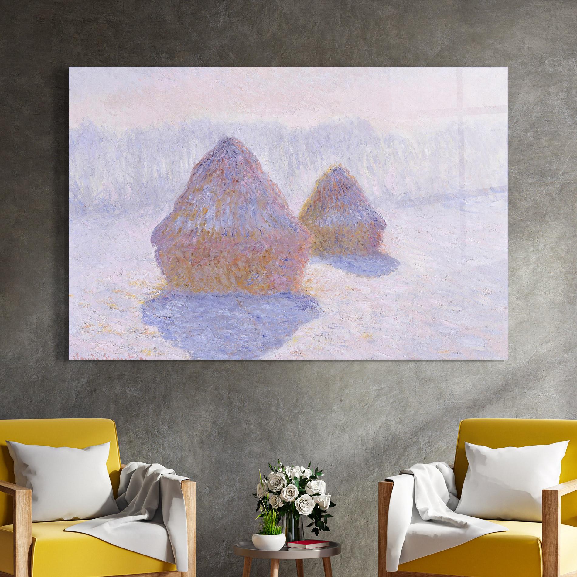 Tablou Sticla Haystacks mockup 4