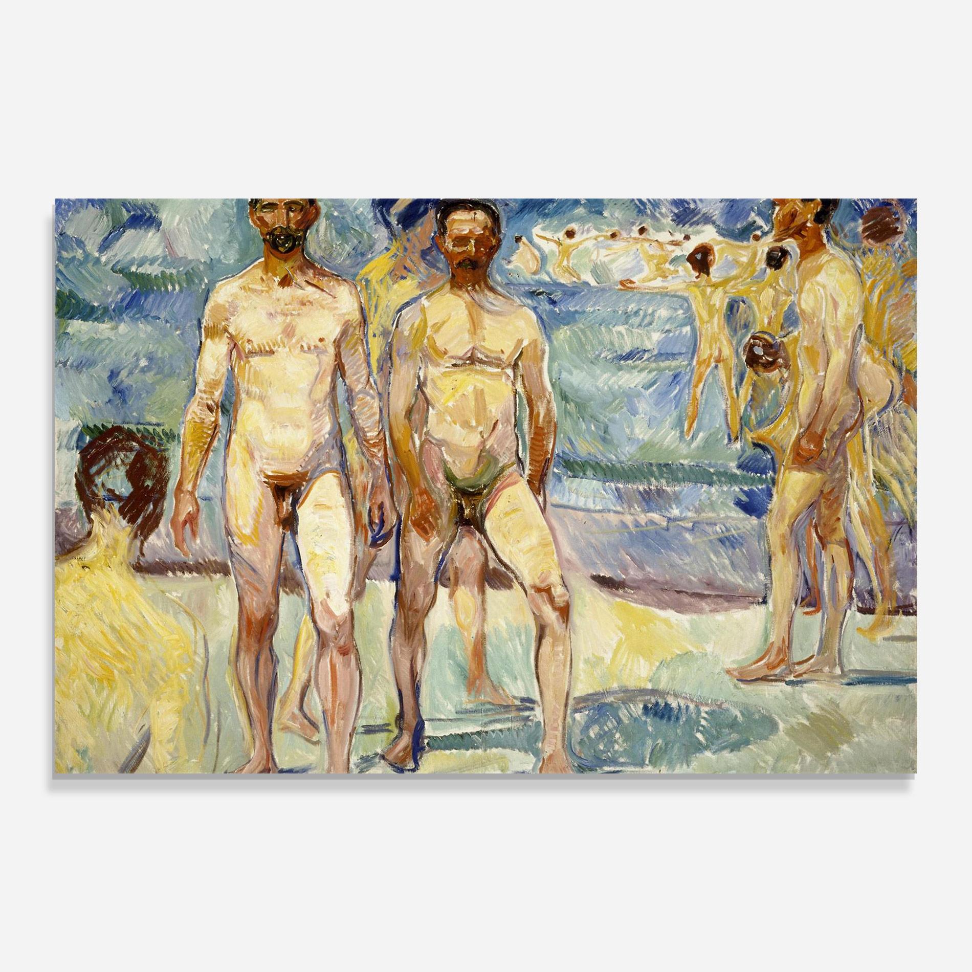 Tablou Sticla Bathing Men mockup 0
