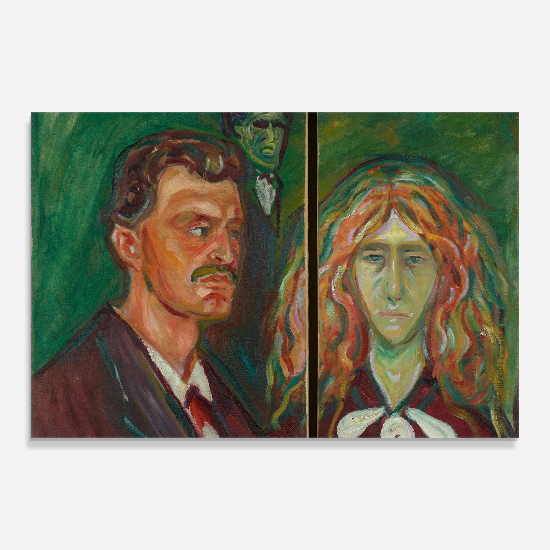 Tablou Sticla Green Self Portrait mockup 0