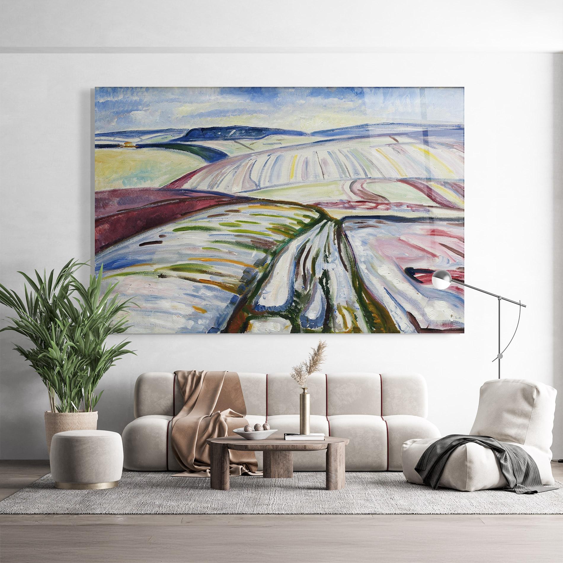 Tablou Sticla Field In Snow mockup 9