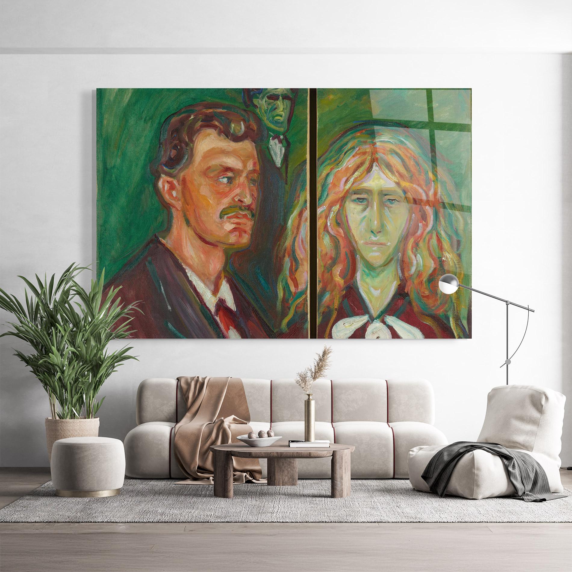 Tablou Sticla Green Self Portrait mockup 9