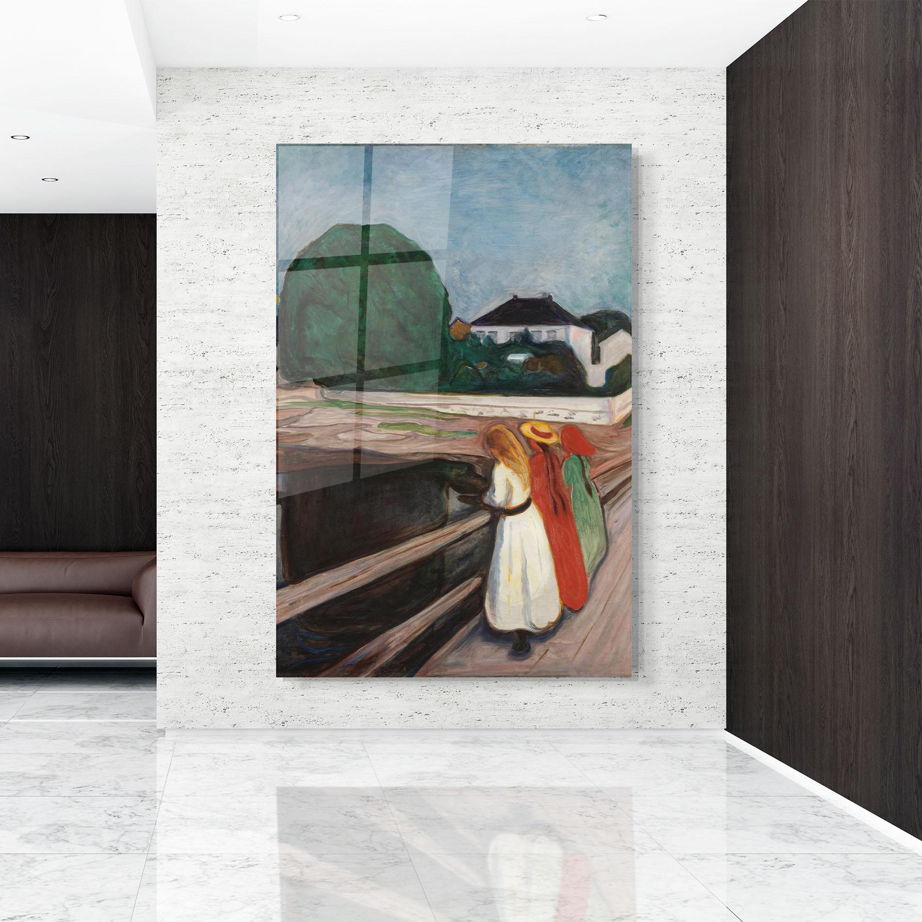 Tablou Sticla Girls On The Bridge mockup 9