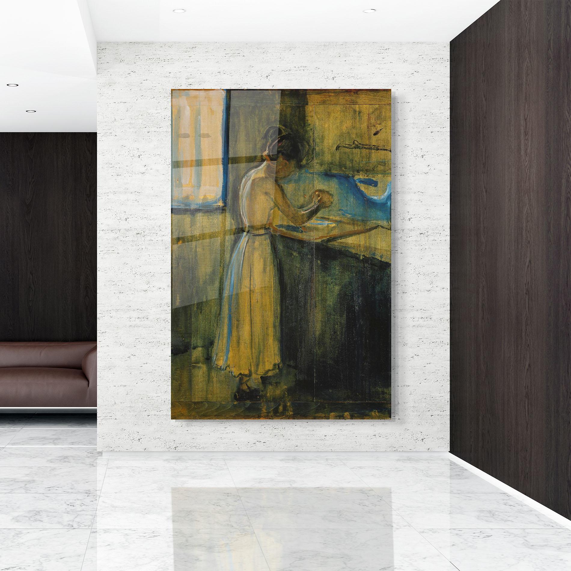 Tablou Sticla Woman Washing Herself mockup 9