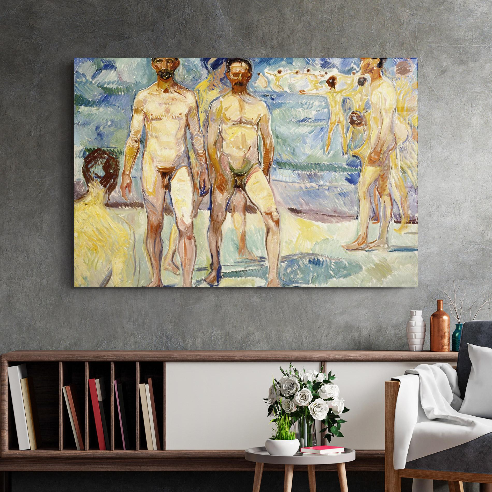 Tablou Sticla Bathing Men mockup 2