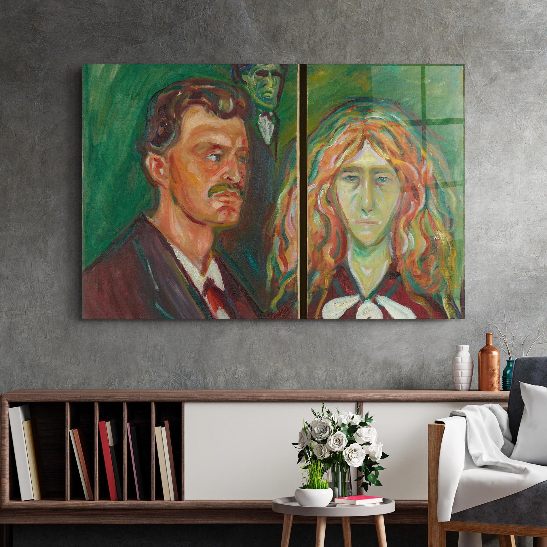 Tablou Sticla Green Self Portrait mockup 2