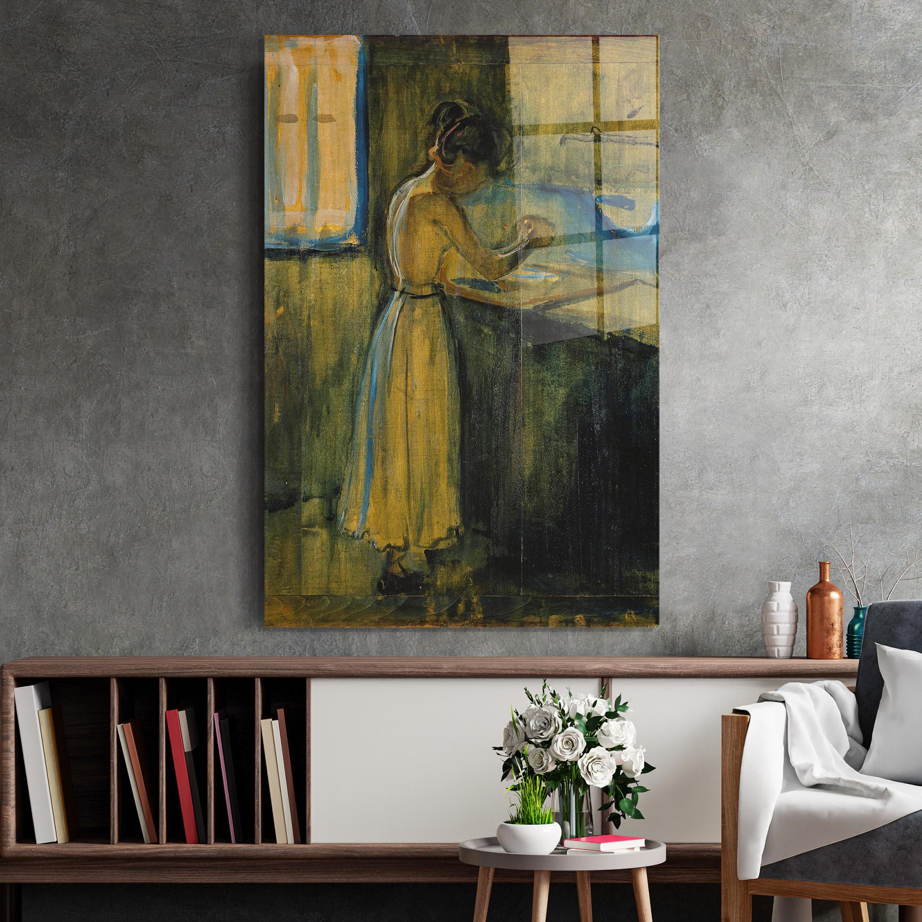 Tablou Sticla Woman Washing Herself mockup 2