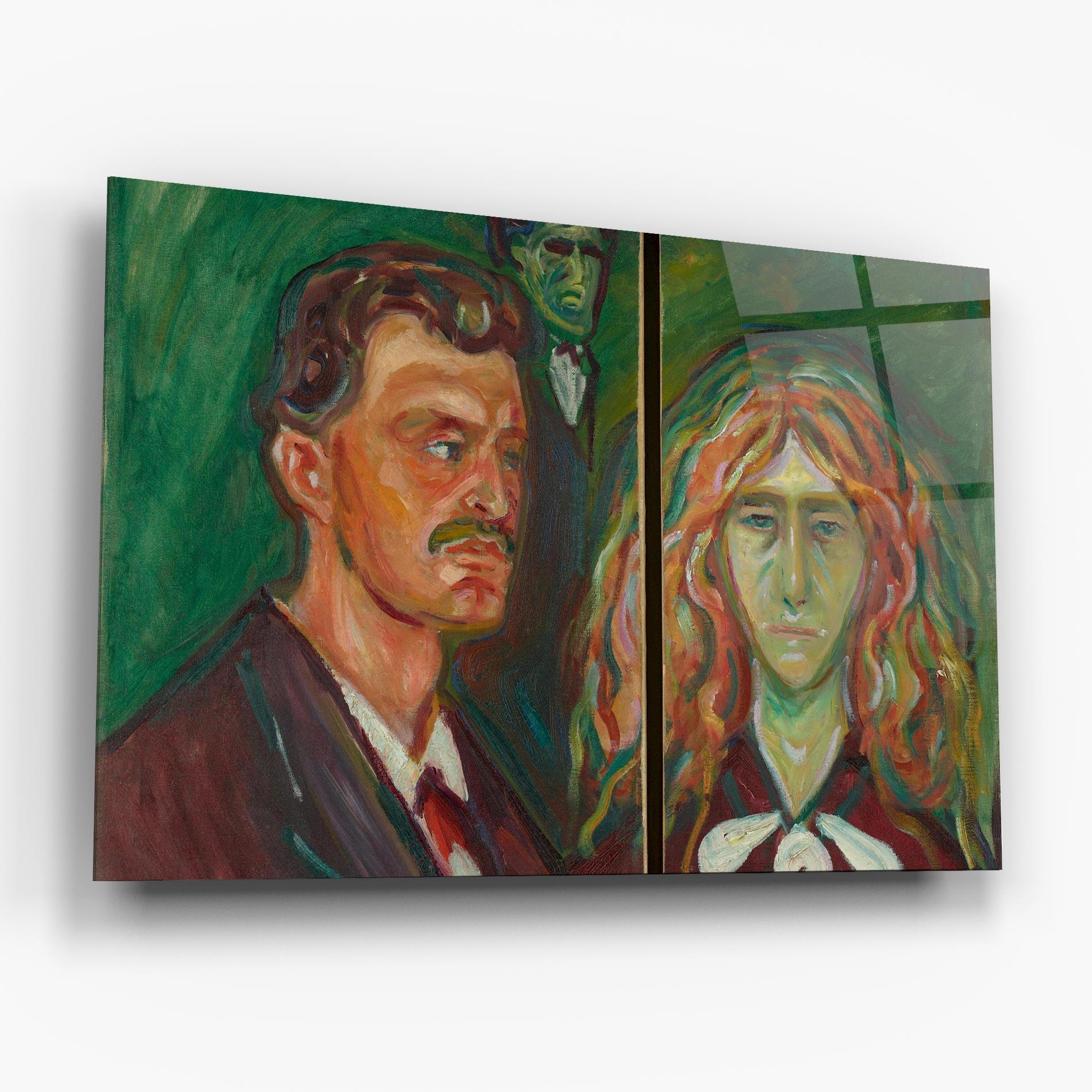 Tablou Sticla Green Self Portrait mockup 6