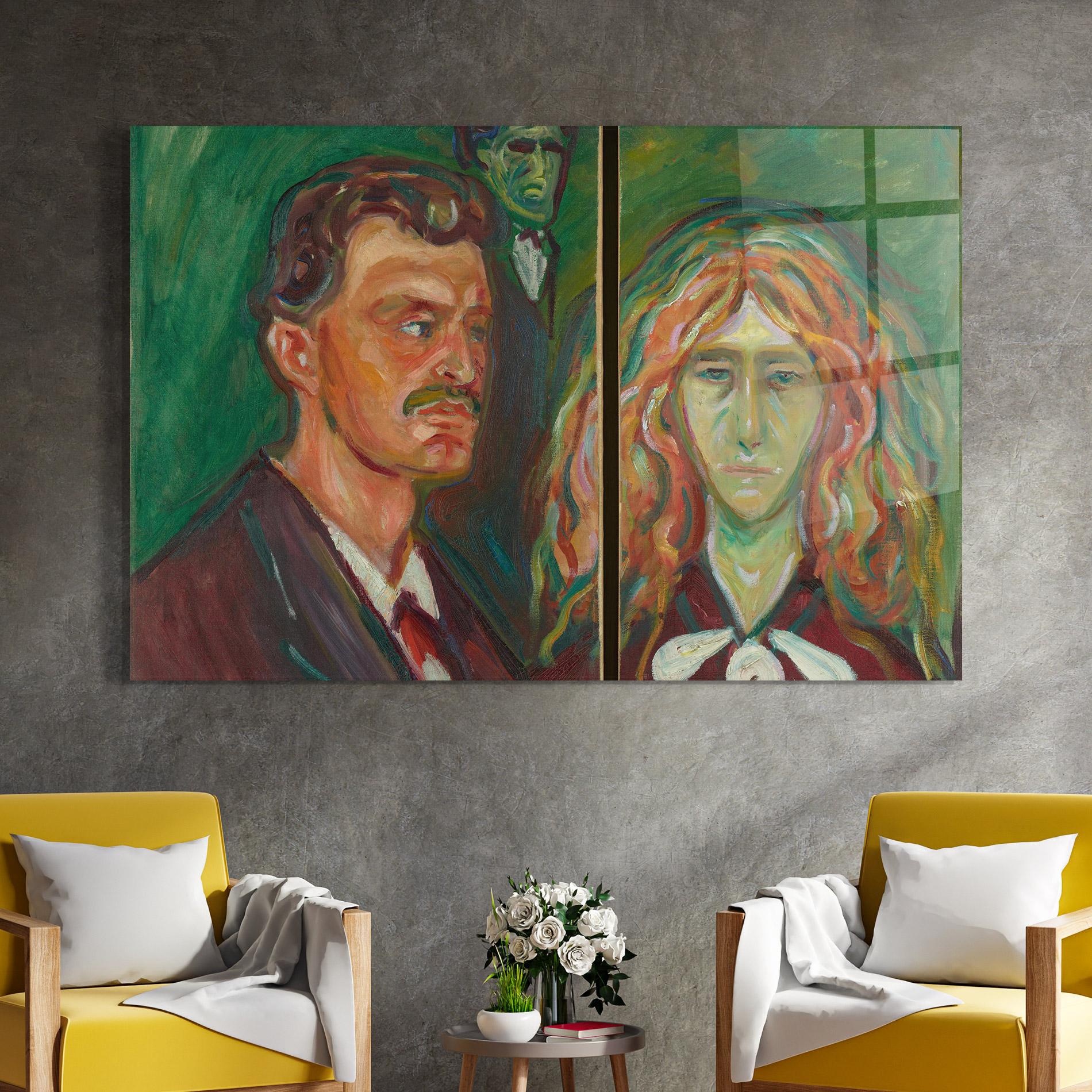 Tablou Sticla Green Self Portrait mockup 4