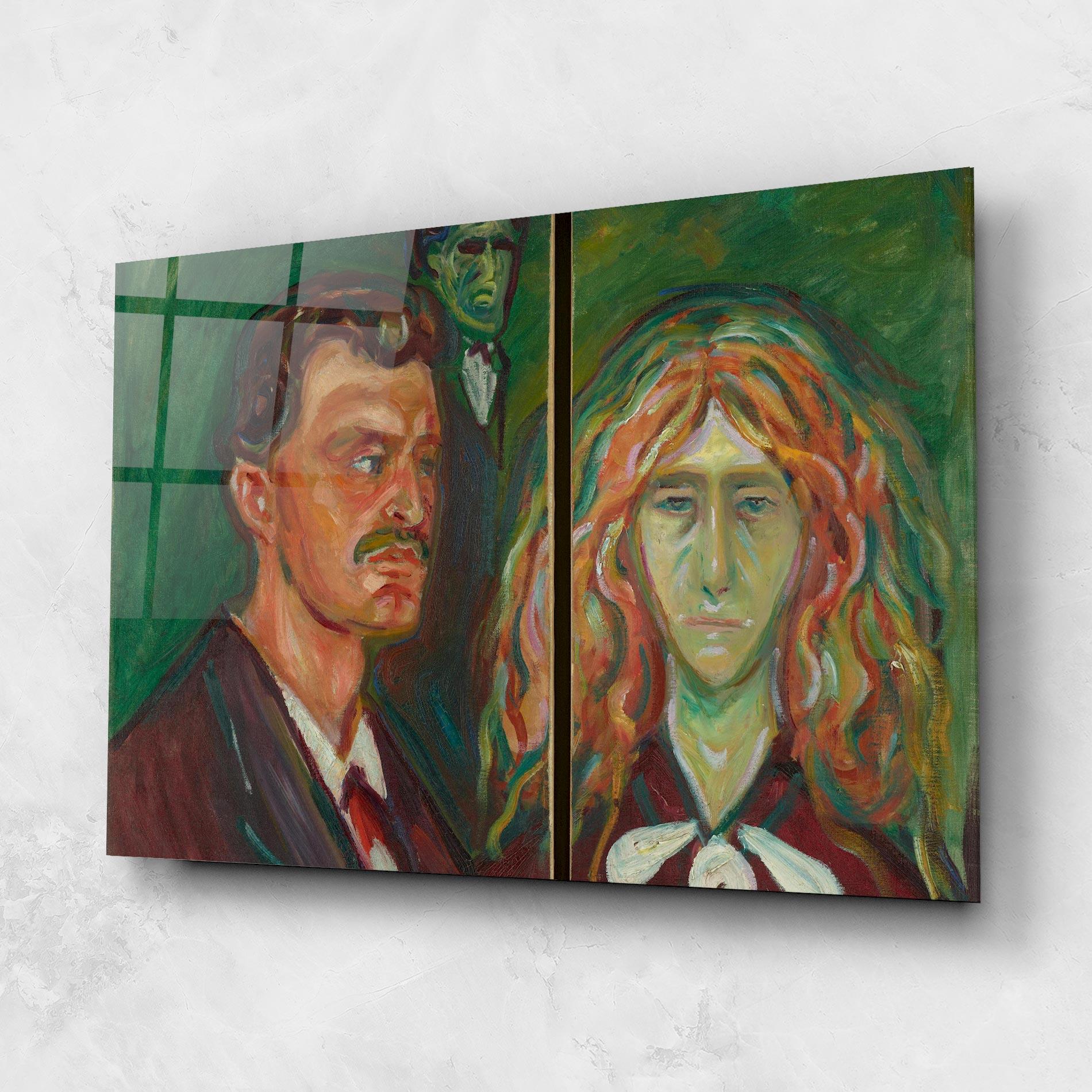 Tablou Sticla Green Self Portrait mockup 1