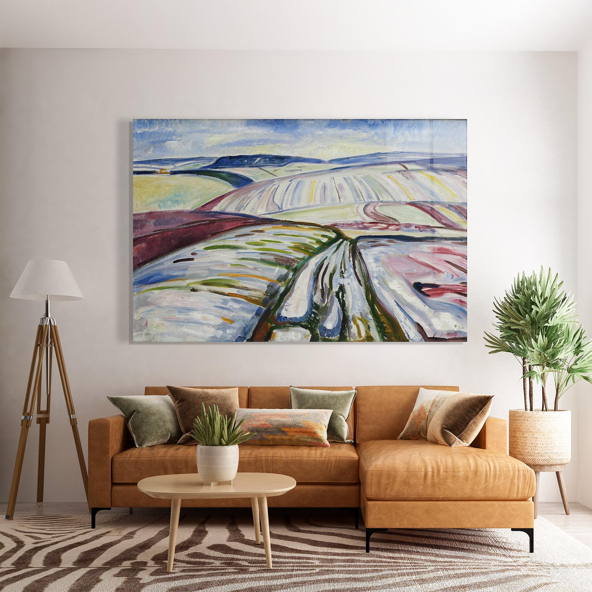 Tablou Sticla Field In Snow mockup 7