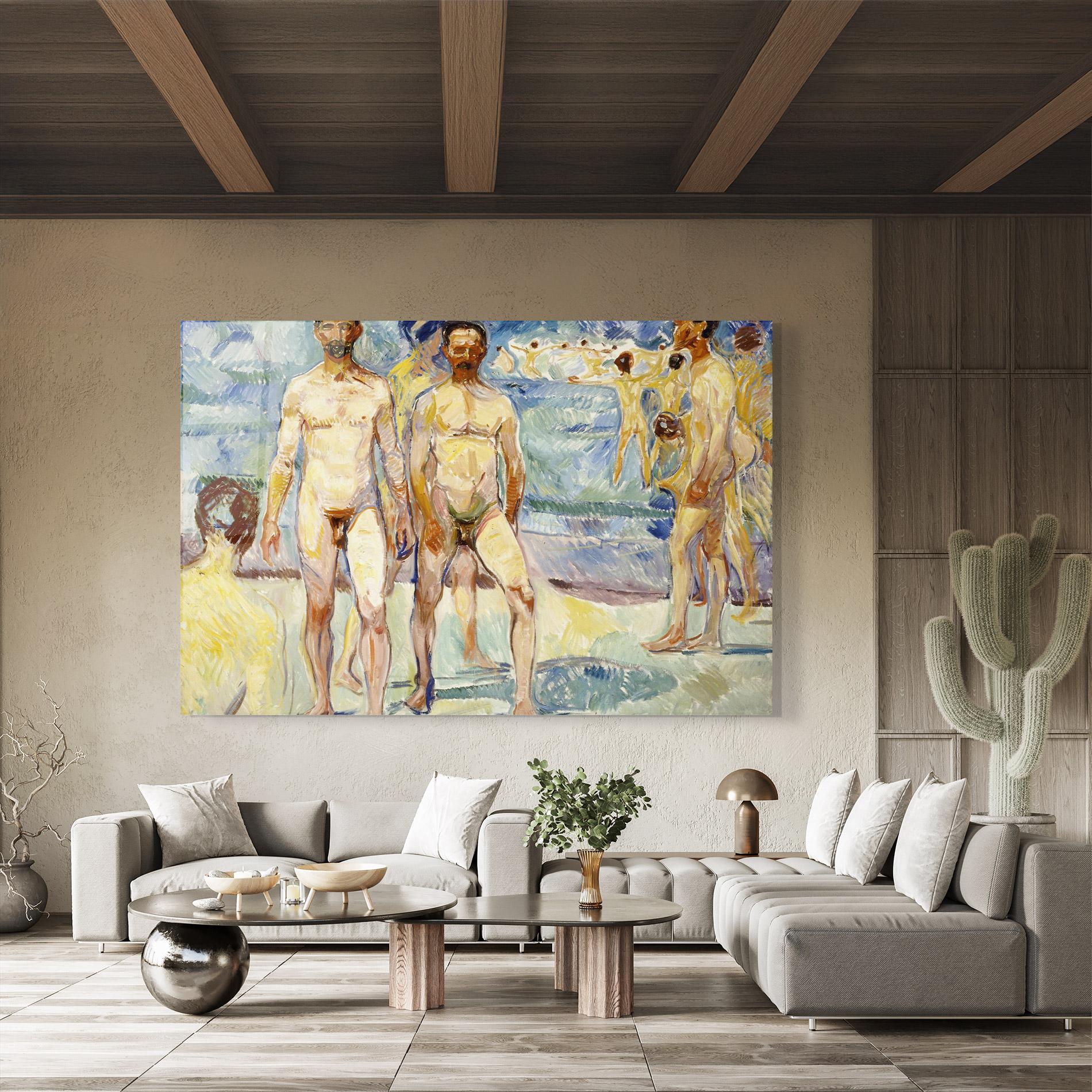 Tablou Sticla Bathing Men mockup 8