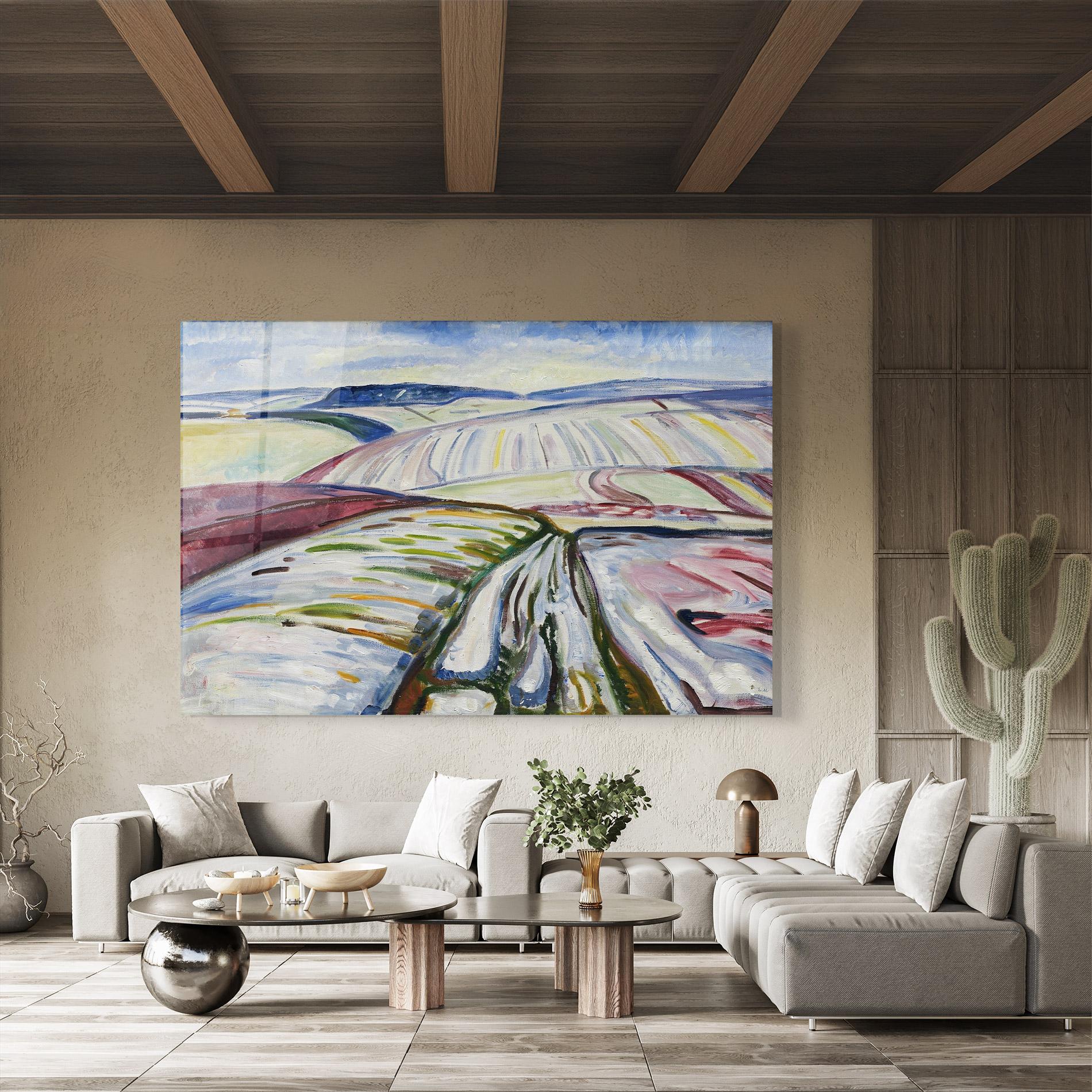 Tablou Sticla Field In Snow mockup 8