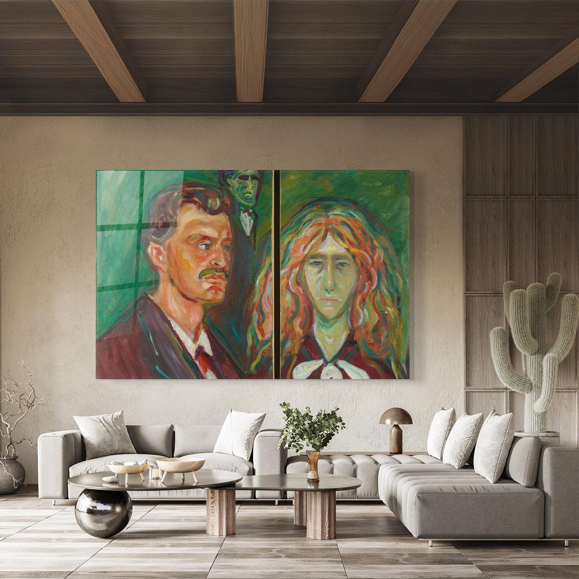 Tablou Sticla Green Self Portrait mockup 8