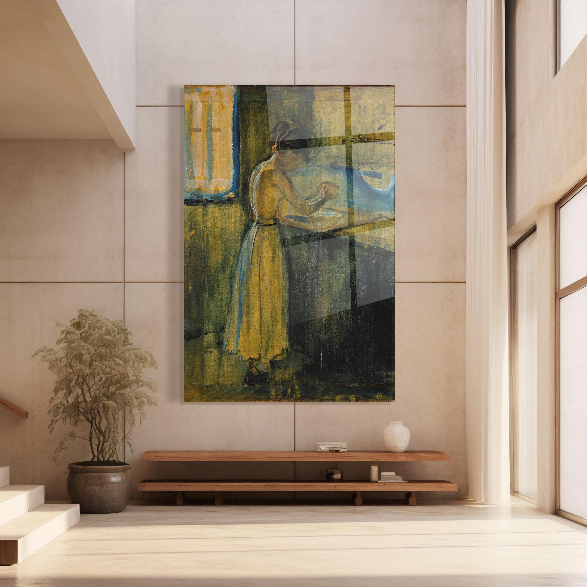 Tablou Sticla Woman Washing Herself mockup 8