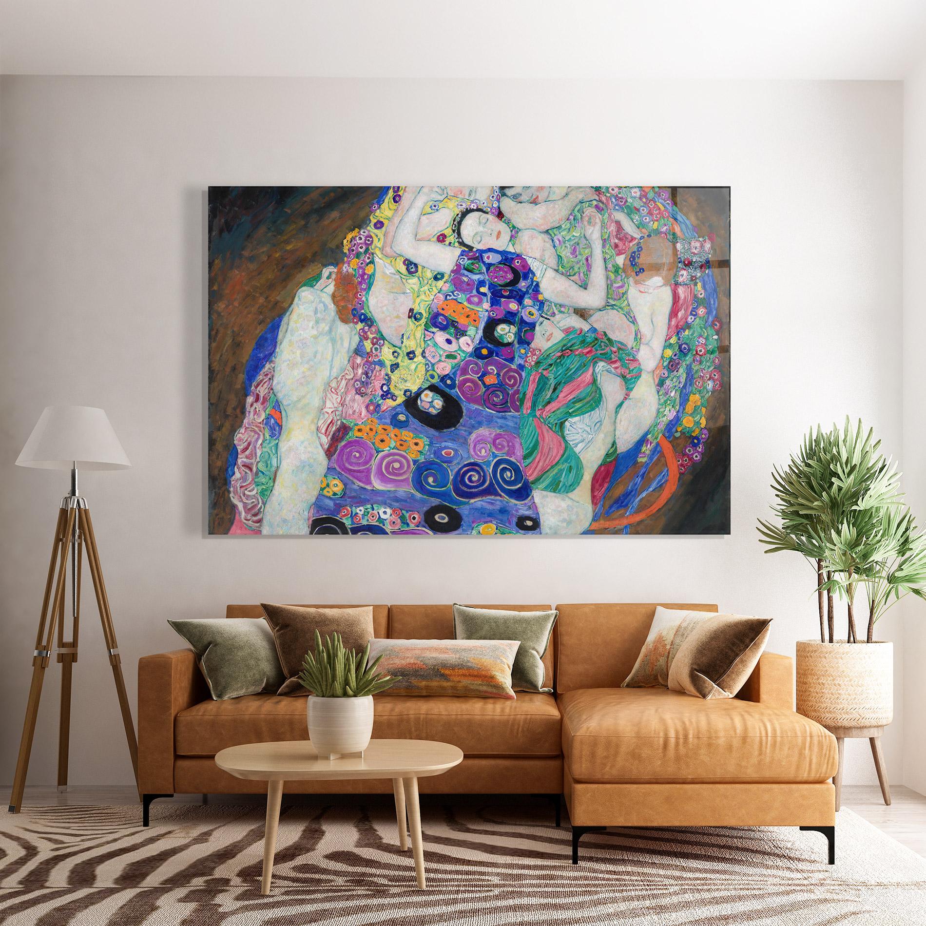 Tablou Sticla Klimt Die Jungfrau mockup 7