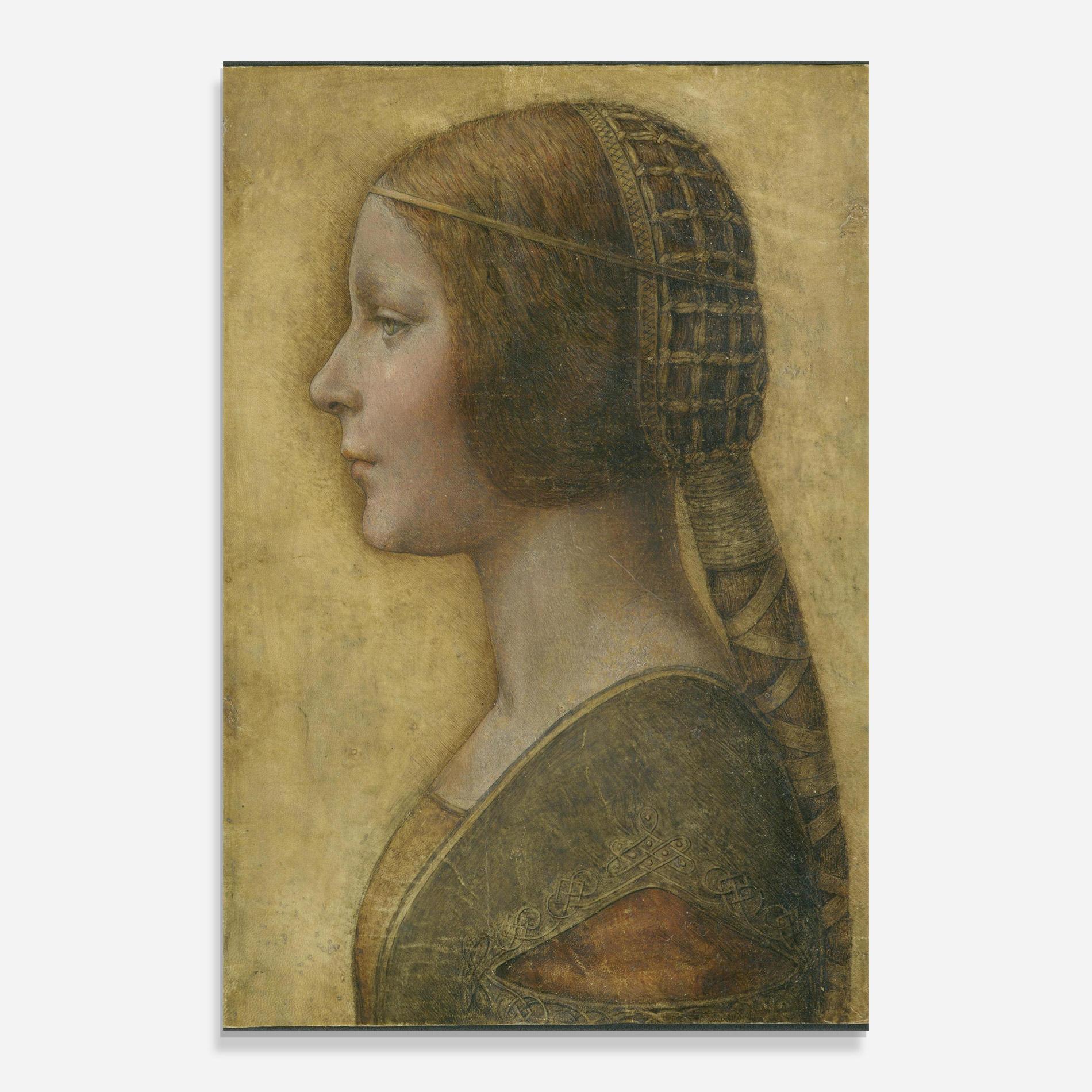 Tablou Sticla Profile Of A Young Fiancee Da Vinci mockup 0