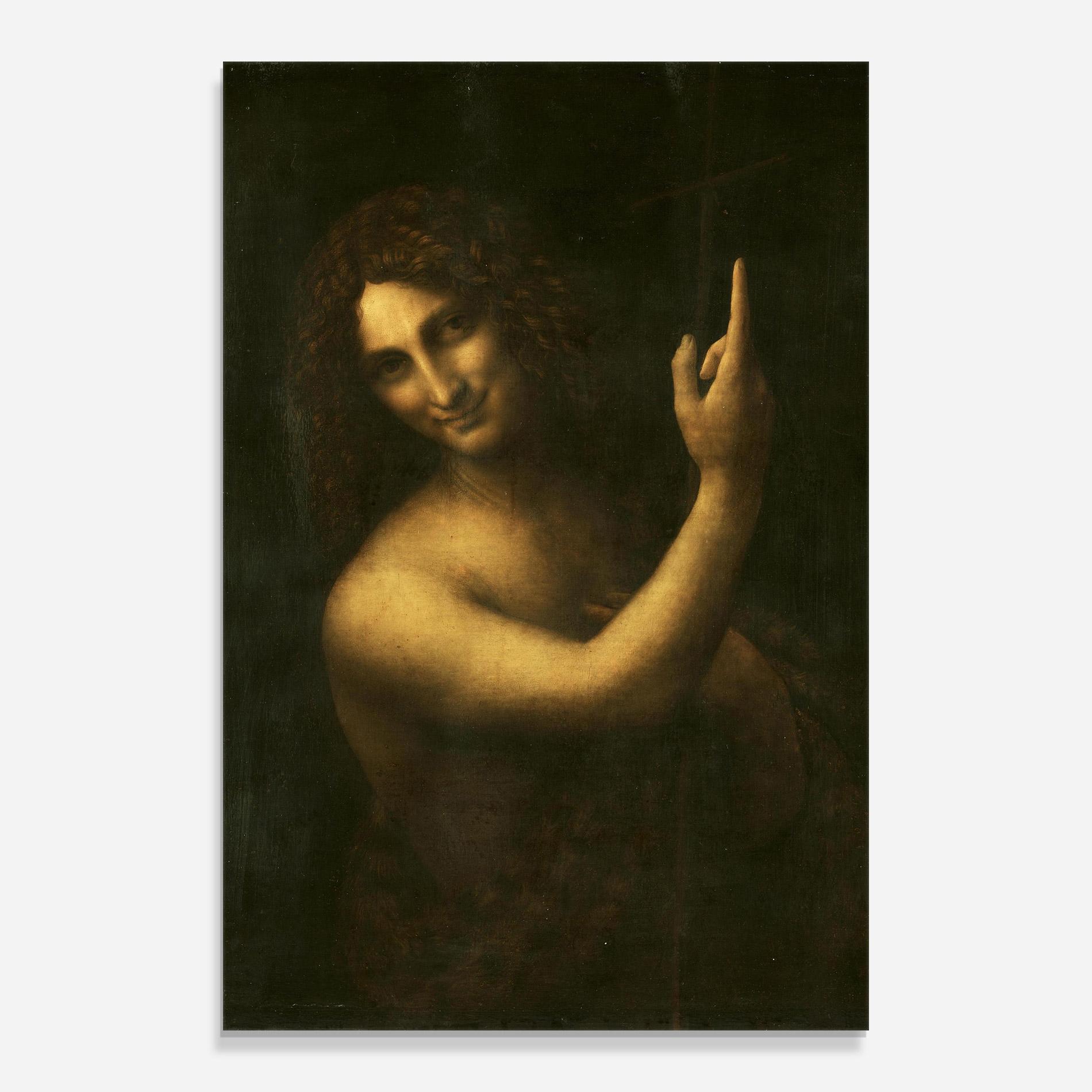 Tablou Sticla Seonardo Da Vinci Saint John The Baptist mockup 0