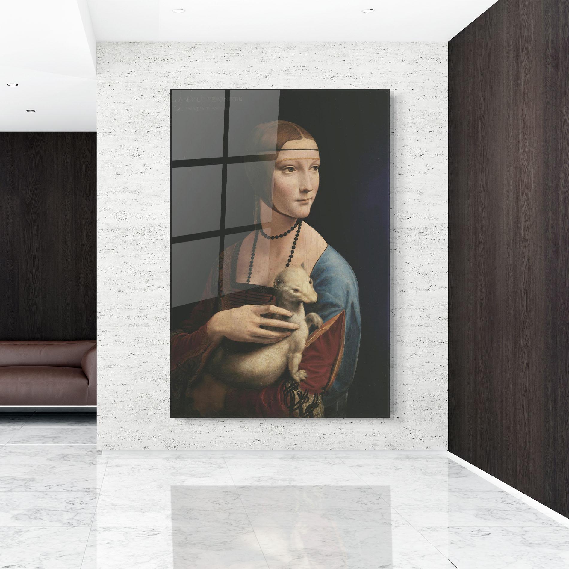 Tablou Sticla Lady With An Ermine Leonardo Da Vinci mockup 9