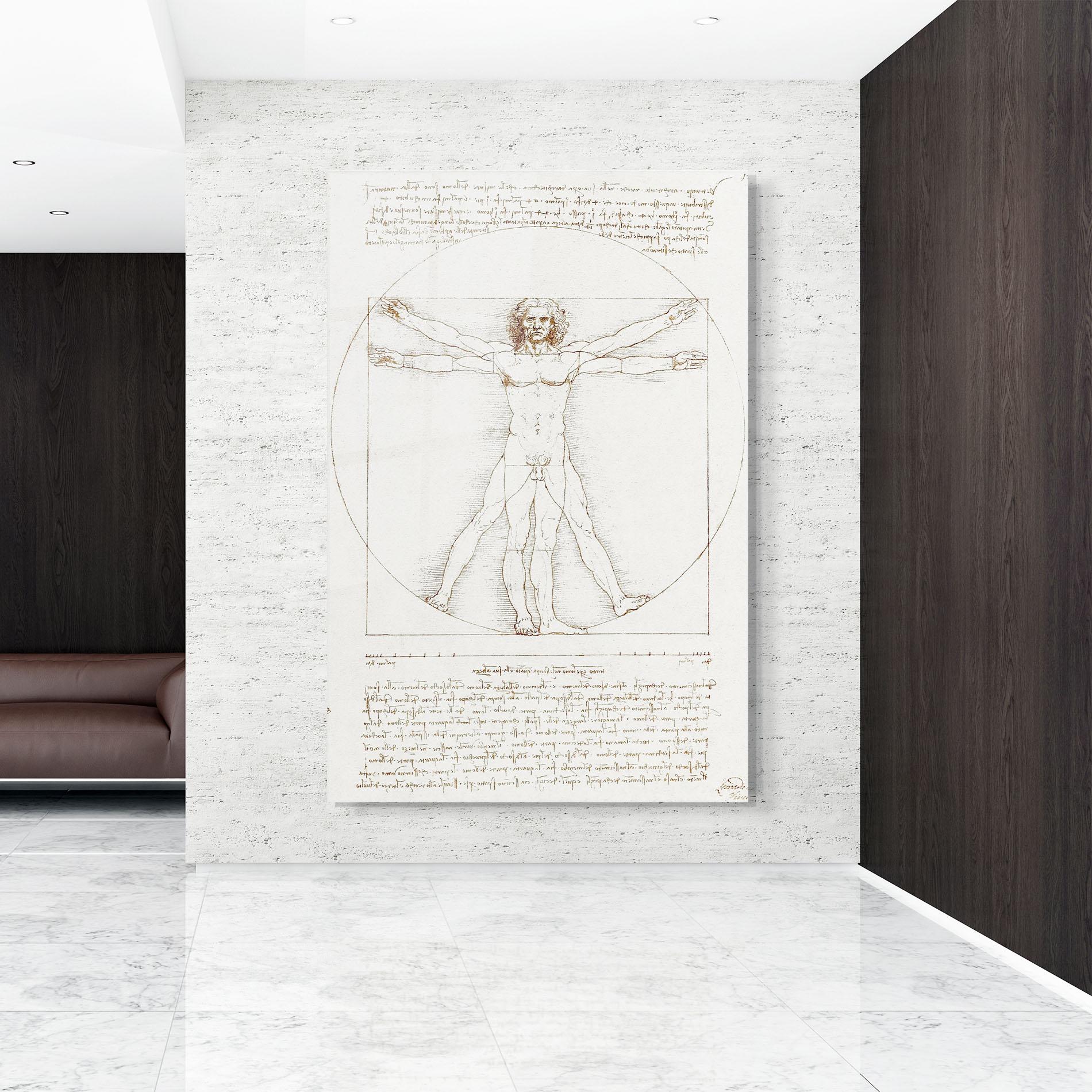 Tablou Sticla Leonardo Da Vinci's Vitruvian Man mockup 9