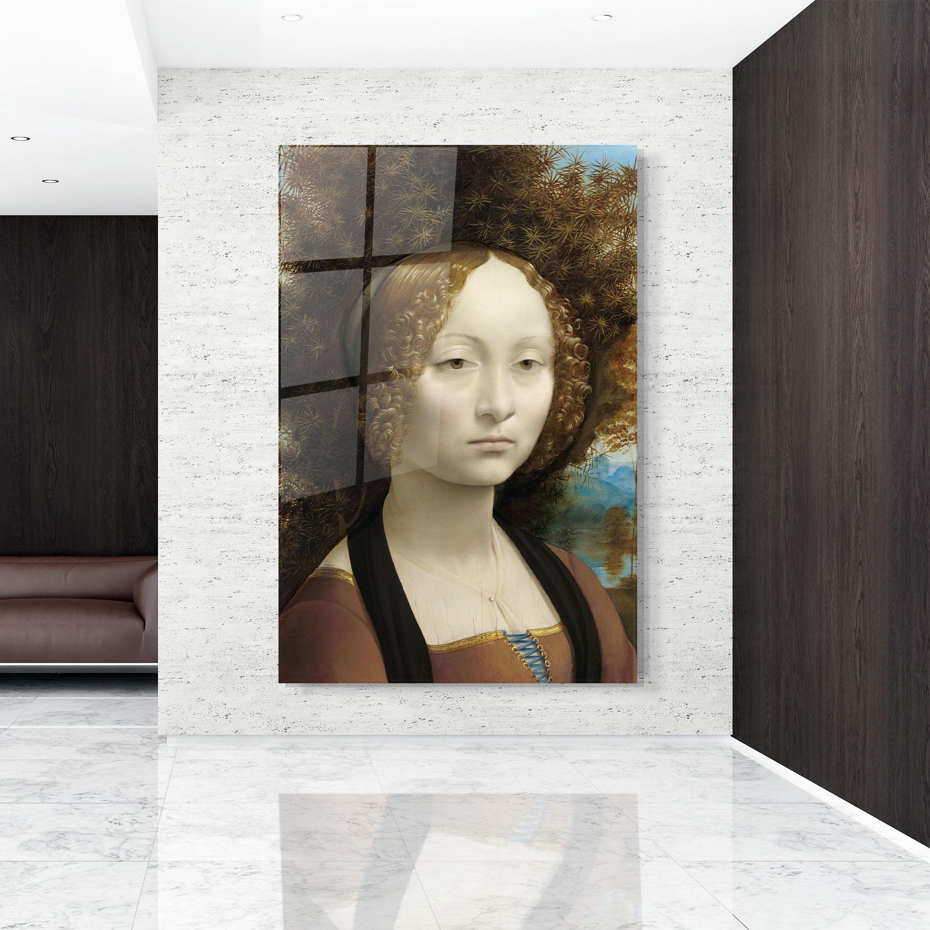 Tablou Sticla Leonardo Da Vinci Ginevra De Benci mockup 9