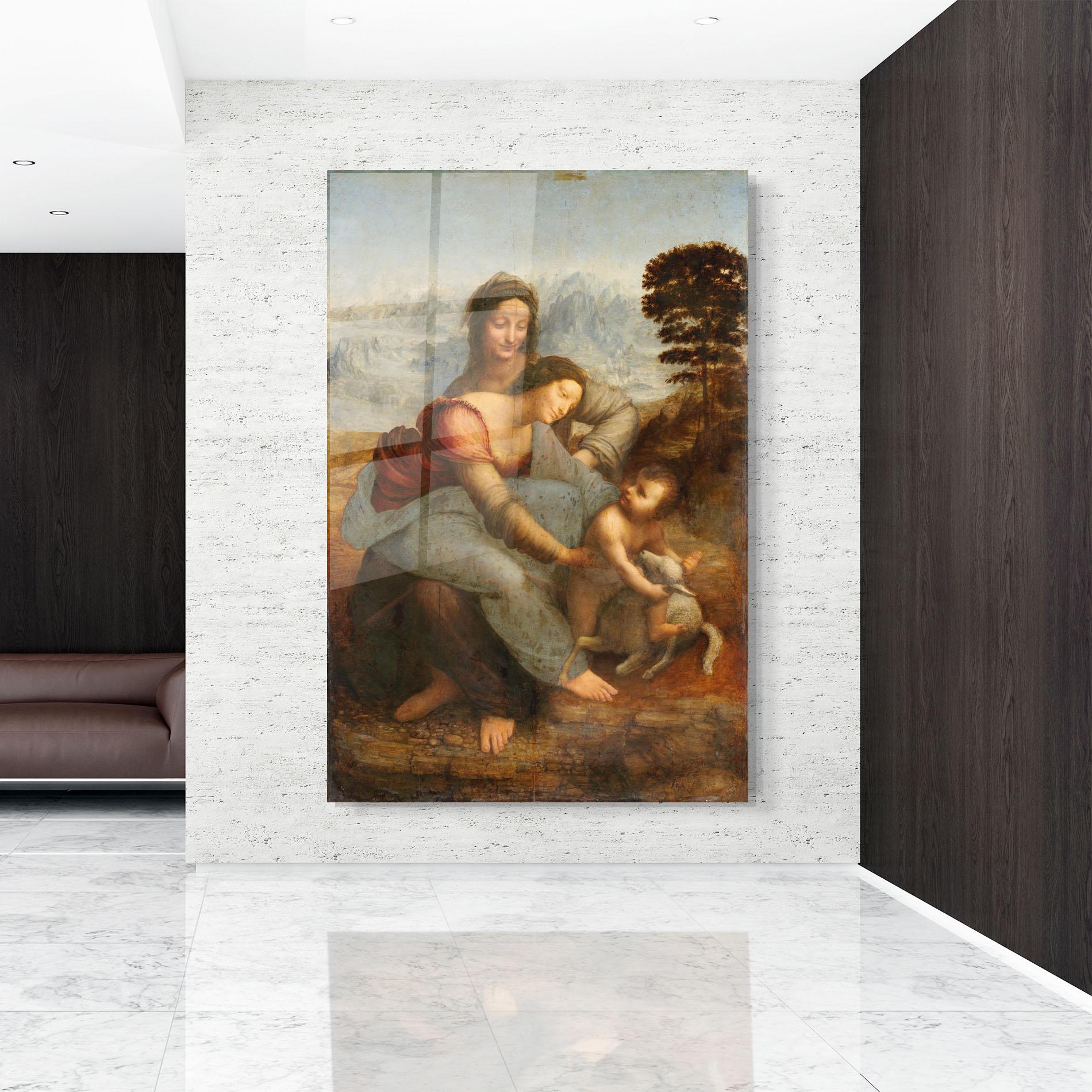 Tablou Sticla Leonardo Da Vinci Virgin And Child With St Anne mockup 9