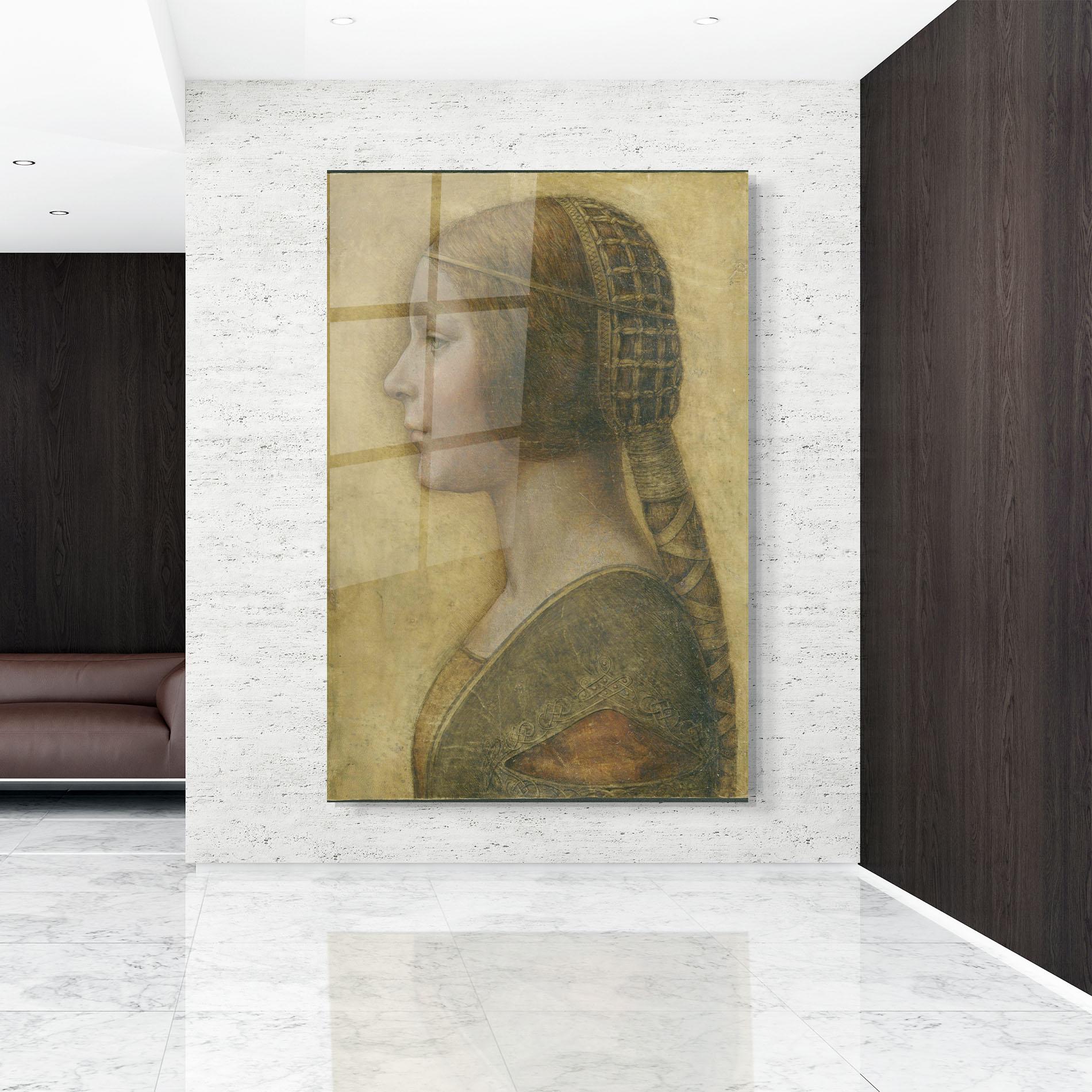 Tablou Sticla Profile Of A Young Fiancee Da Vinci mockup 9