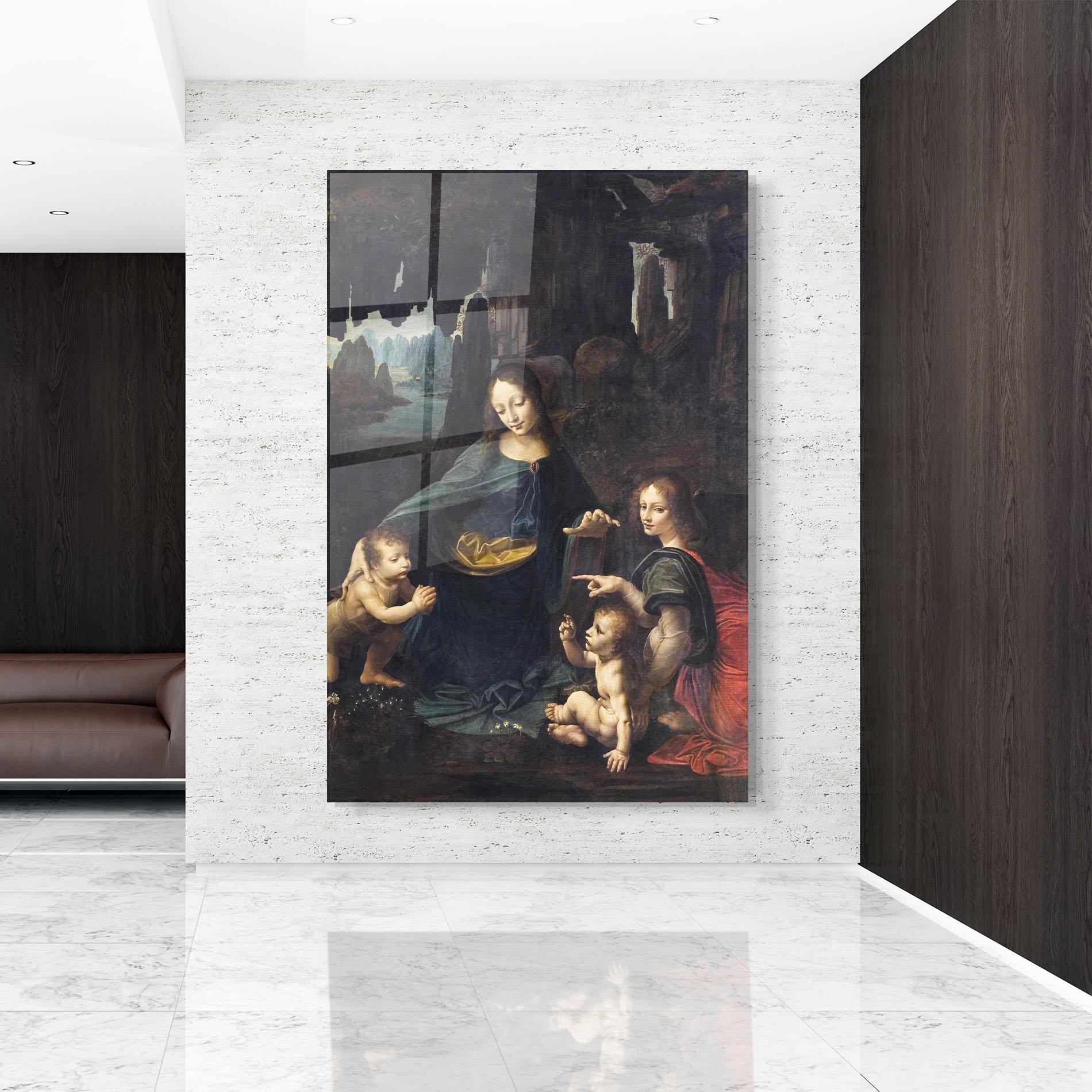 Tablou Sticla The Virgin Of The Rocks Leonardo Da Vinci mockup 9