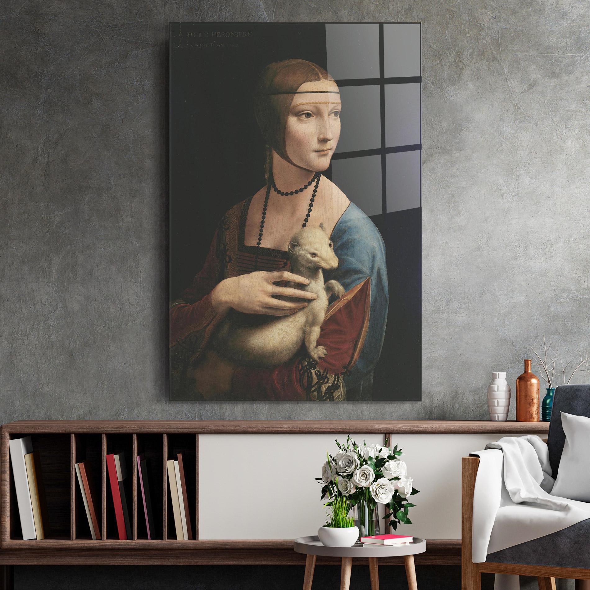 Tablou Sticla Lady With An Ermine Leonardo Da Vinci mockup 2