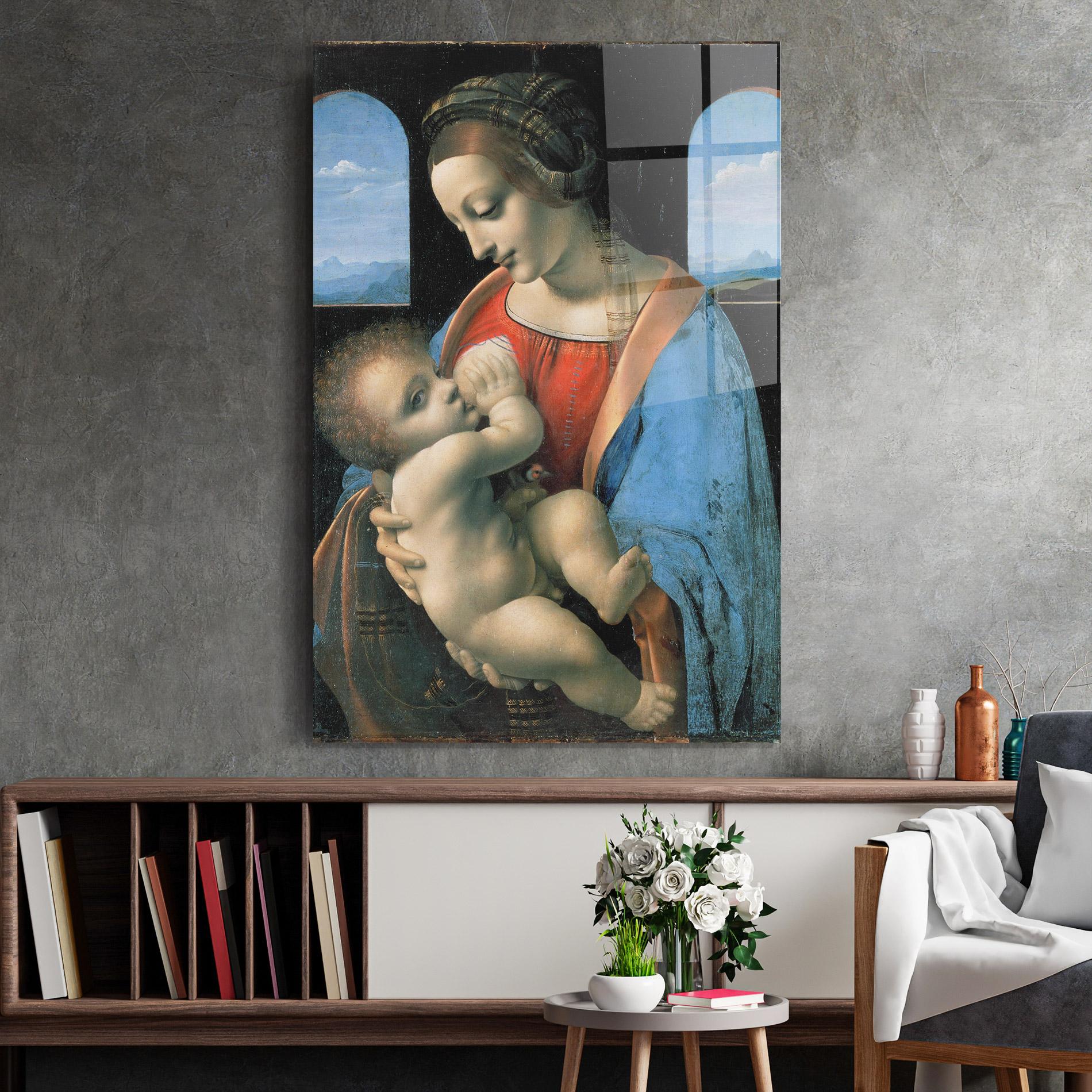 Tablou Sticla Leonardo Da Vinci Attributed Madonna Litta mockup 2