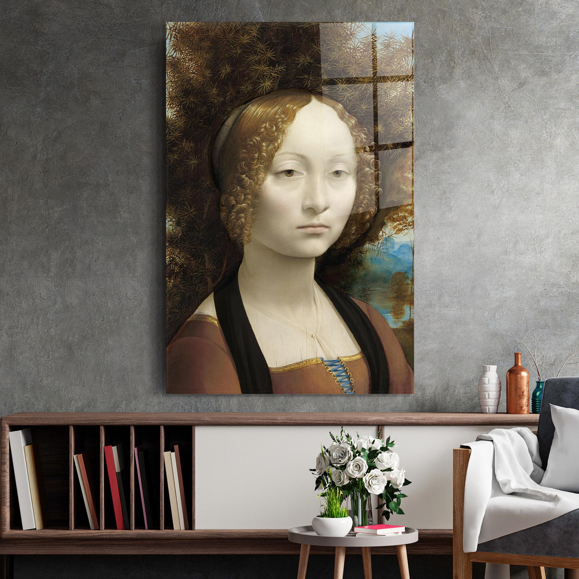 Tablou Sticla Leonardo Da Vinci Ginevra De Benci mockup 2
